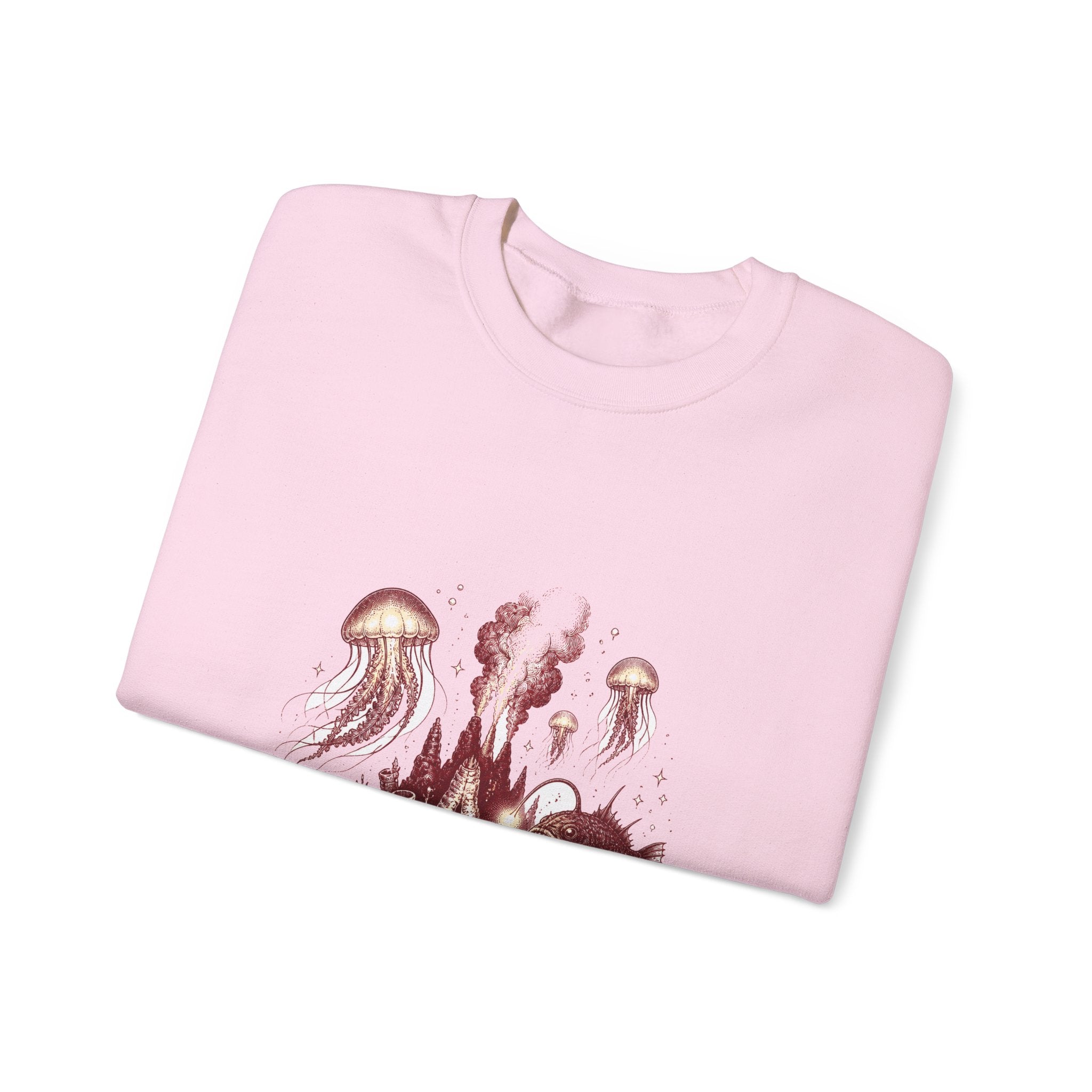 Matching Couple Sweatshirt - Coral Reef & Deep Sea Matching Couple Premium Fleece Sweatshirt Hand-Drawn Art His Hers Anniversary Gift - Design B