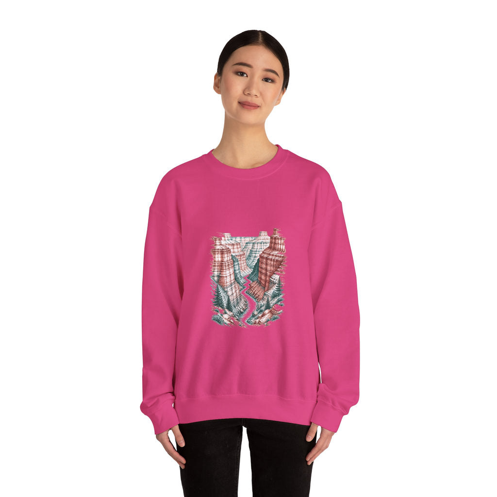 Matching Couple Sweatshirt - Lavender Fields & Canyon Matching Couple Crewneck Sweatshirt Hand-Drawn Art His Hers Best Friend Gift - Design B