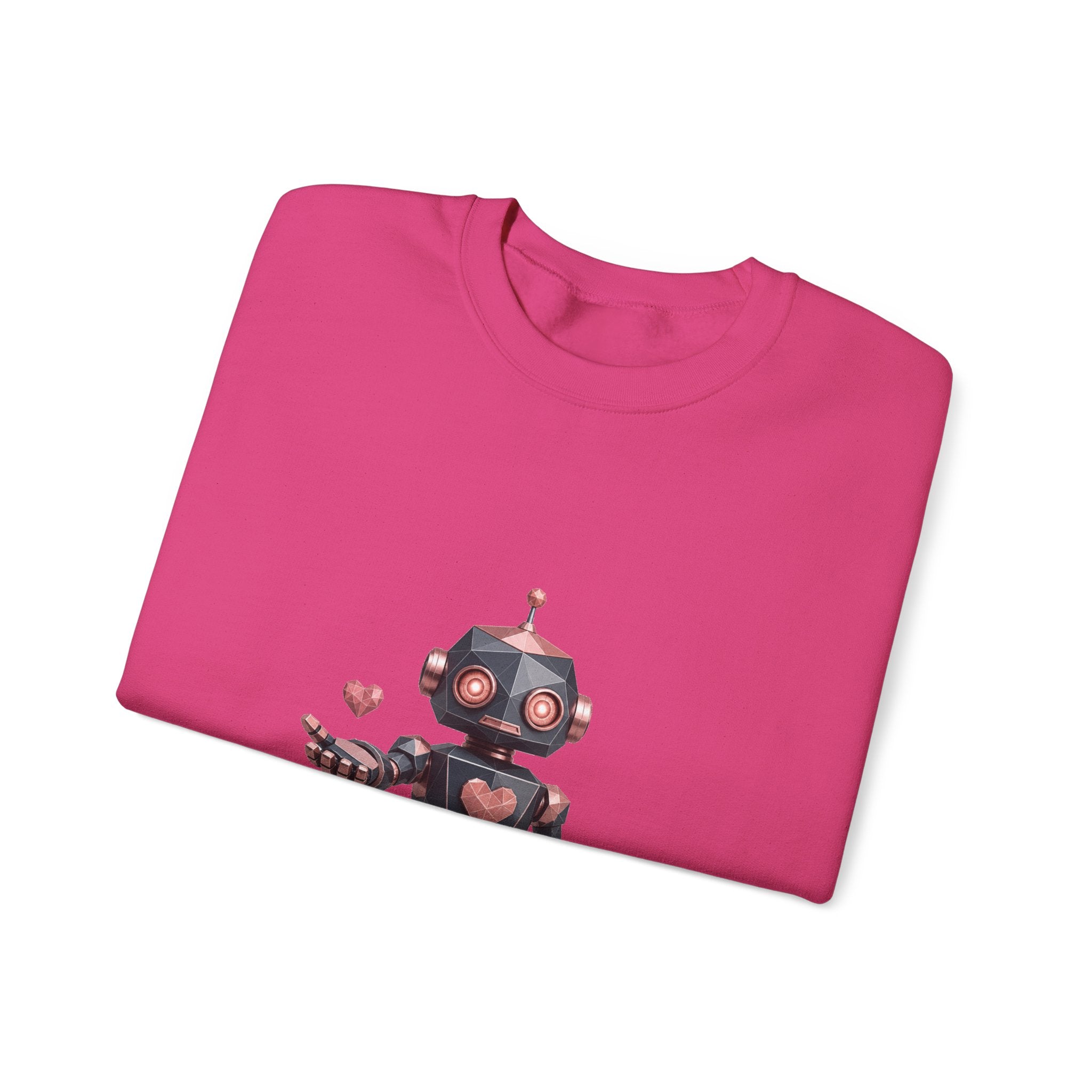 Matching Couple Sweatshirt - Robot & Heart Matching Couple Premium Fleece Sweatshirt Geometric Art His Hers Love Gift - Design A