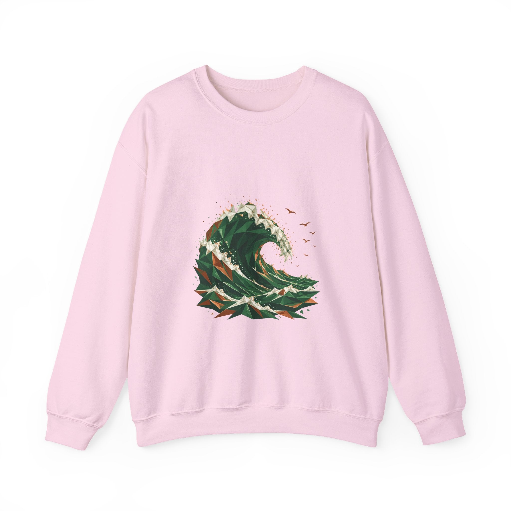 Matching Couple Sweatshirt - Mountain & Ocean Matching Couple Premium Fleece Sweatshirt Geometric Art His Hers Love Gift - Design B