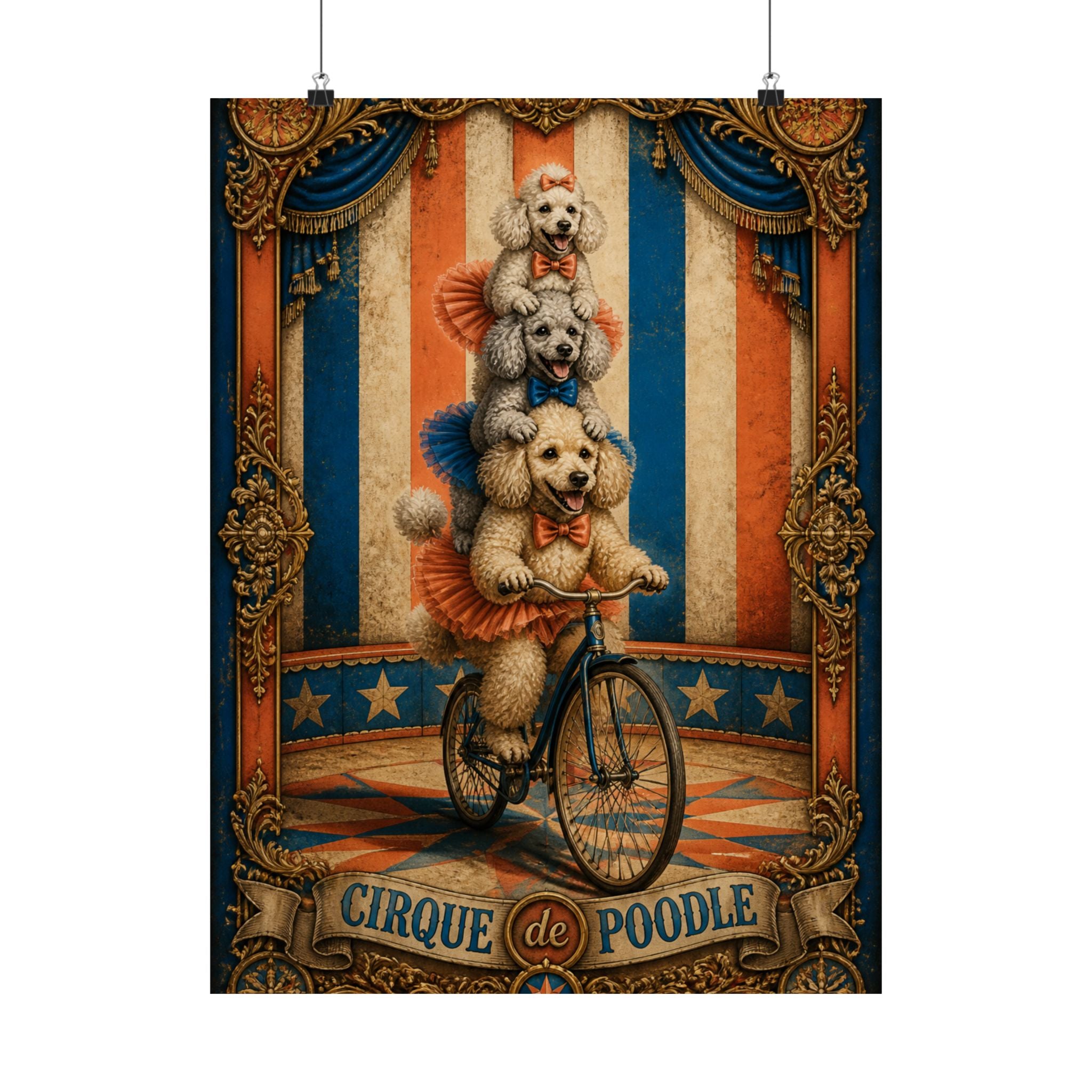 Poodle Stack Bicycle Wall Art Poster 24×36 Baroque Studio Decor Maximalist Print