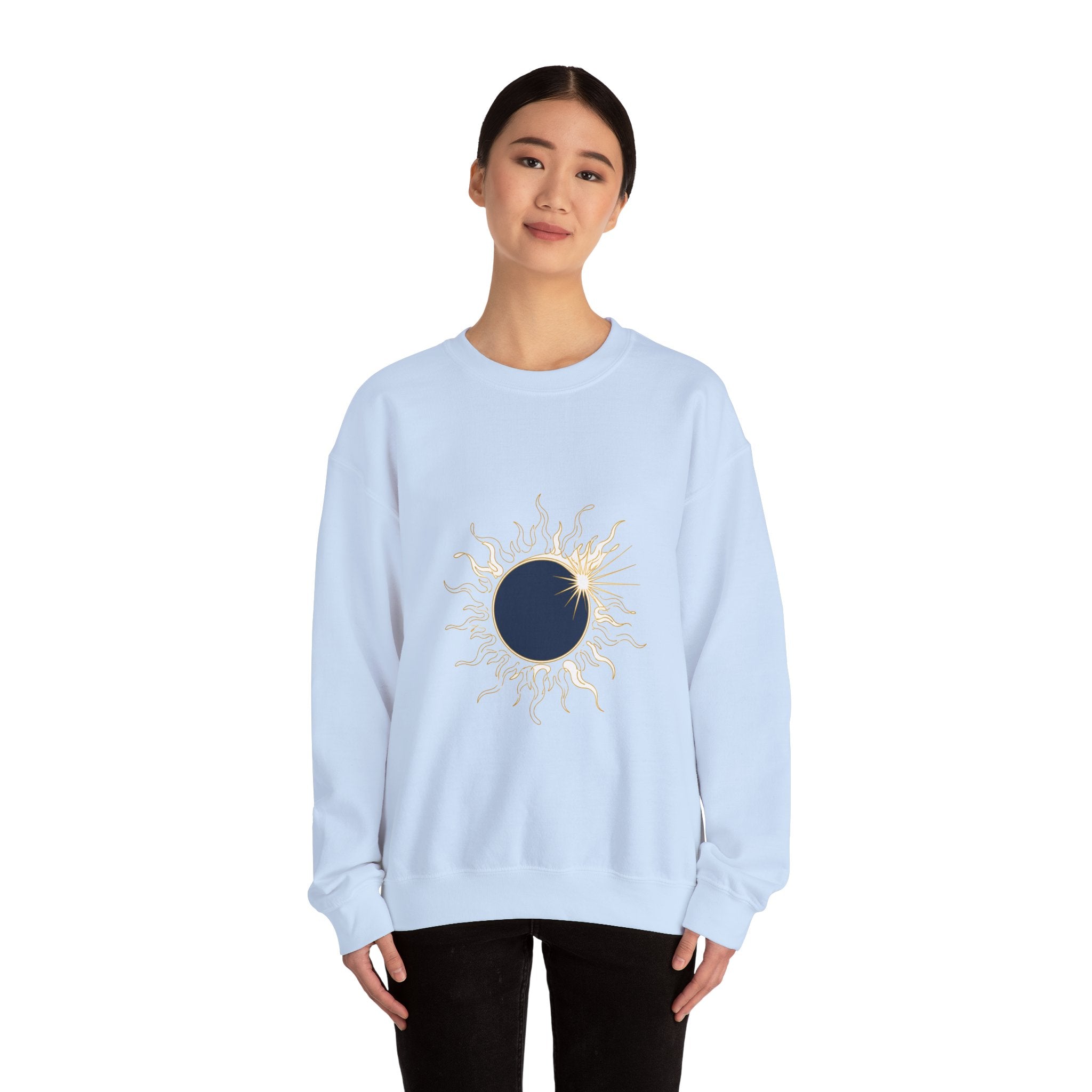 Matching Couple Sweatshirt - Solar & Lunar Eclipse Matching Couple Premium Fleece Sweatshirt Minimalist Art His Hers Christmas Gift - Design A