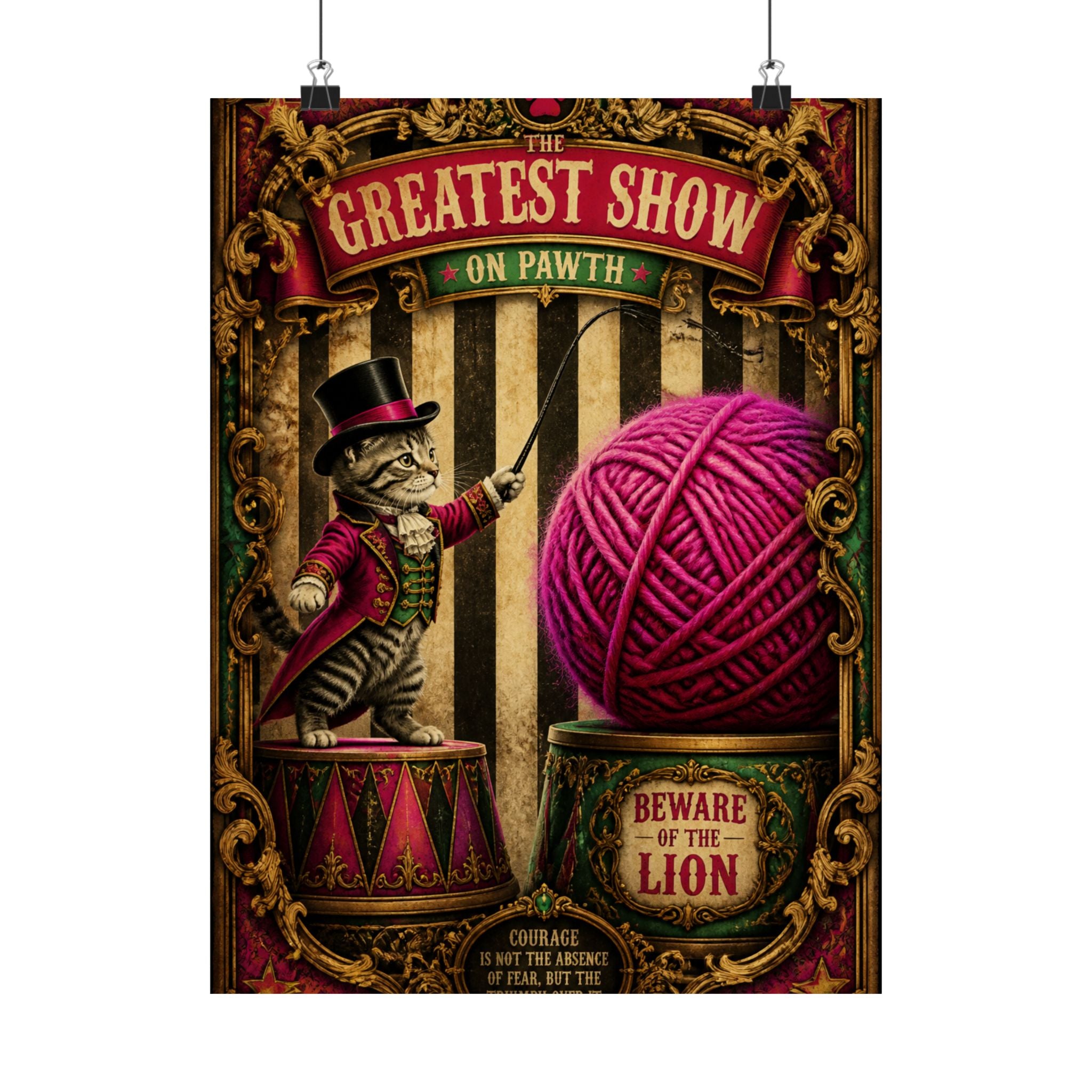 Cat Lion Tamer Wall Art Poster 24×36 Baroque Studio Decor Maximalist Print