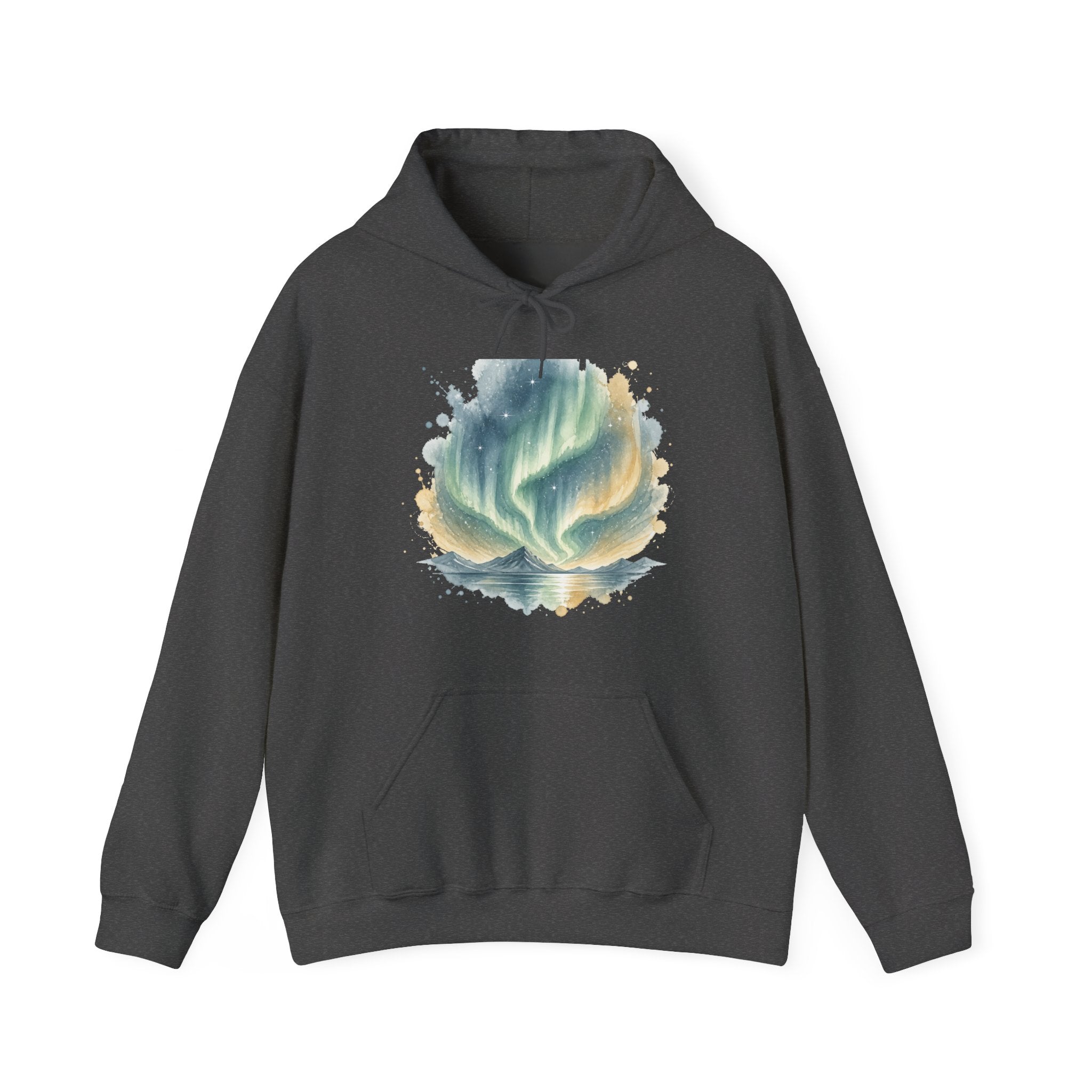 Matching Couple Sweatshirt - Aurora & Southern Cross Matching Couple Hooded Sweatshirt Watercolor Art His Hers Engagement Gift - Design A