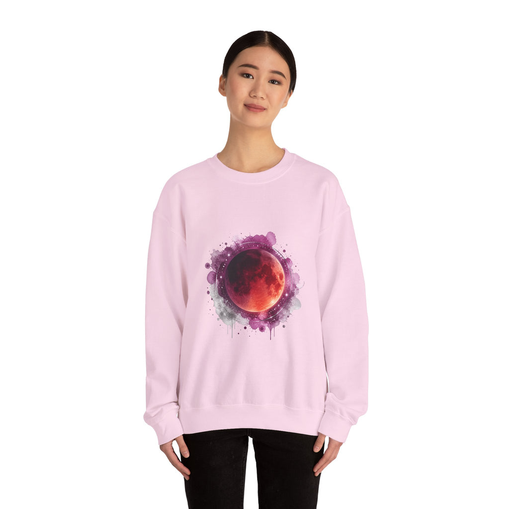 Matching Couple Sweatshirt - Solar & Lunar Eclipse Matching Couple Premium Fleece Sweatshirt Watercolor Art His Hers Birthday Gift - Design B