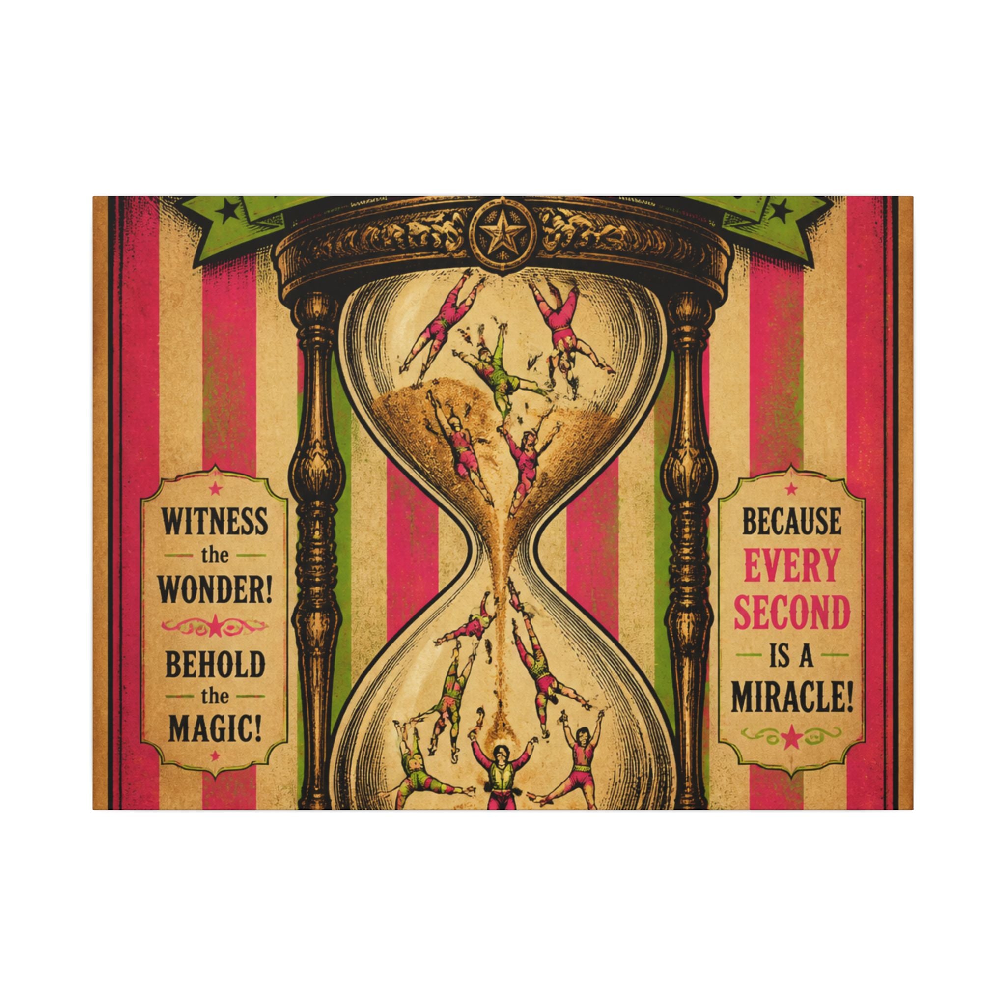 Hourglass Acrobats Wall Art Canvas 24×36 Vintage Circus Bedroom Decor Maximalist Print