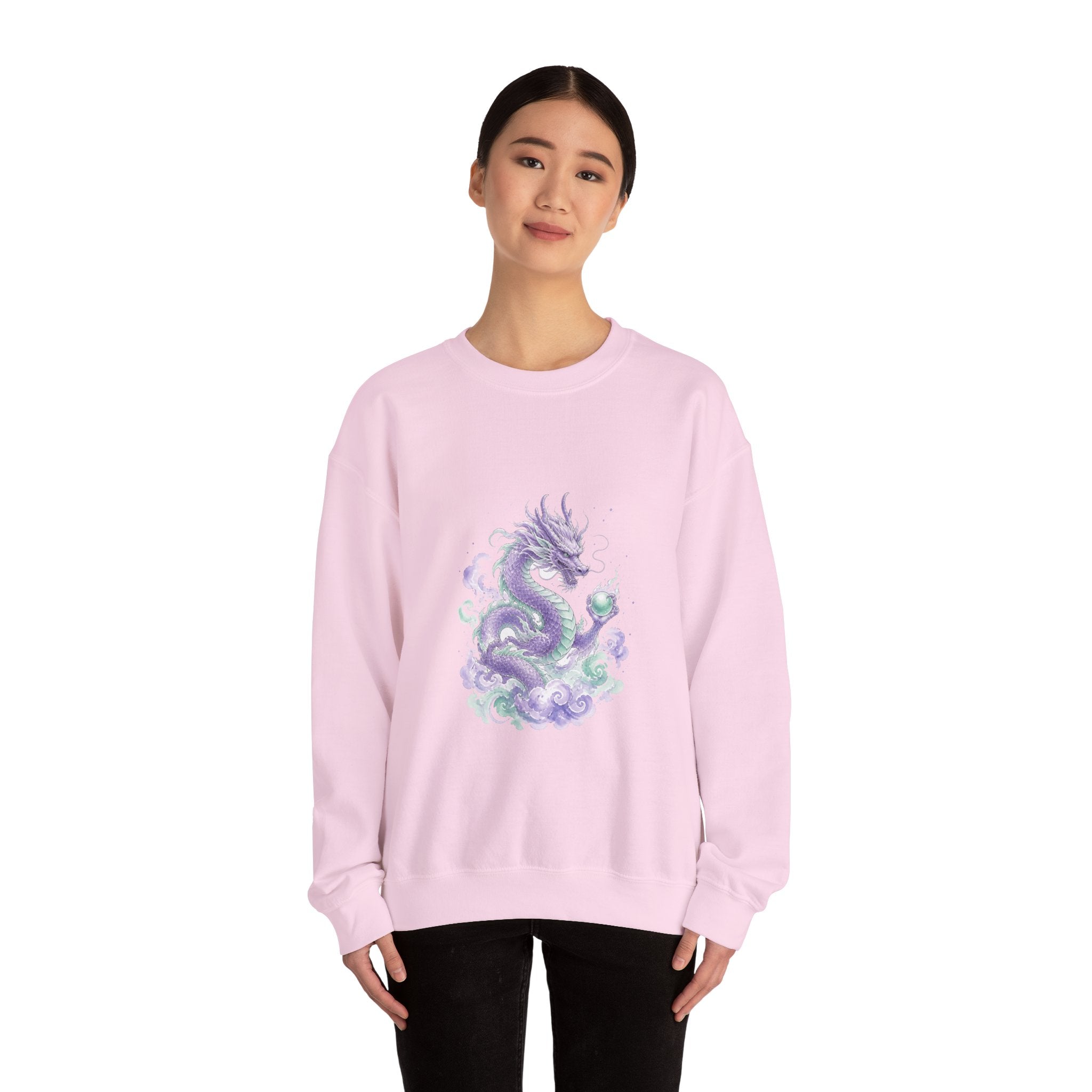 Matching Couple Sweatshirt - Dragon & Phoenix Matching Couple Crewneck Sweatshirt Watercolor Art His Hers Engagement Gift - Design A