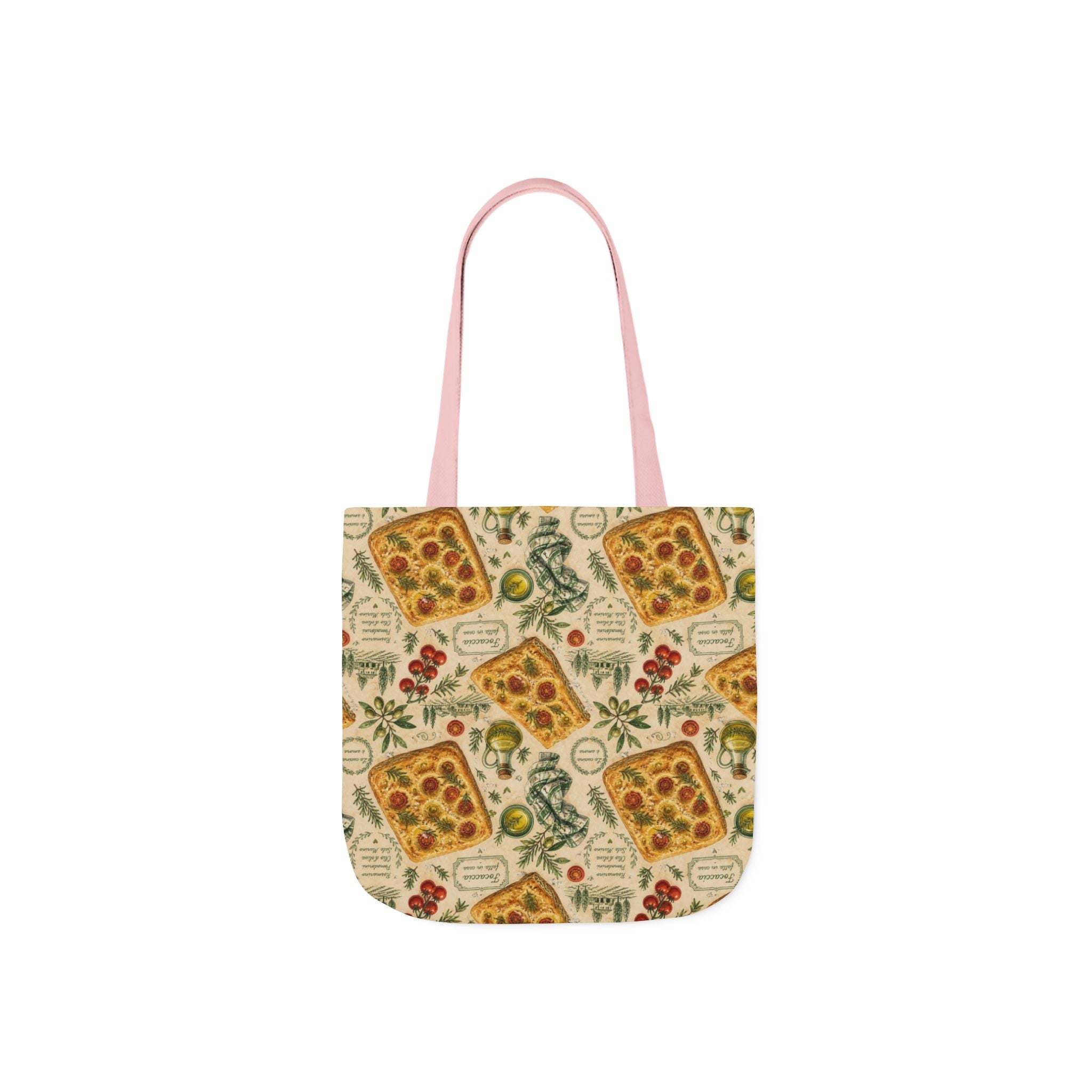 Focaccia Bread Canvas Tote Bag Mediterranean Kitchen Watercolor Design Italian Cottagecore Gift