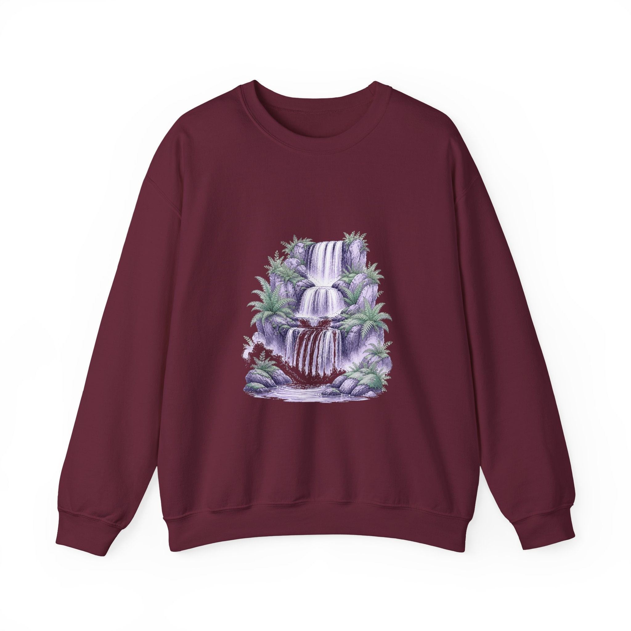 Matching Couple Sweatshirt - Wildfire & Waterfall Matching Couple Crewneck Sweatshirt Hand-Drawn Art His Hers Best Friend Gift - Design B