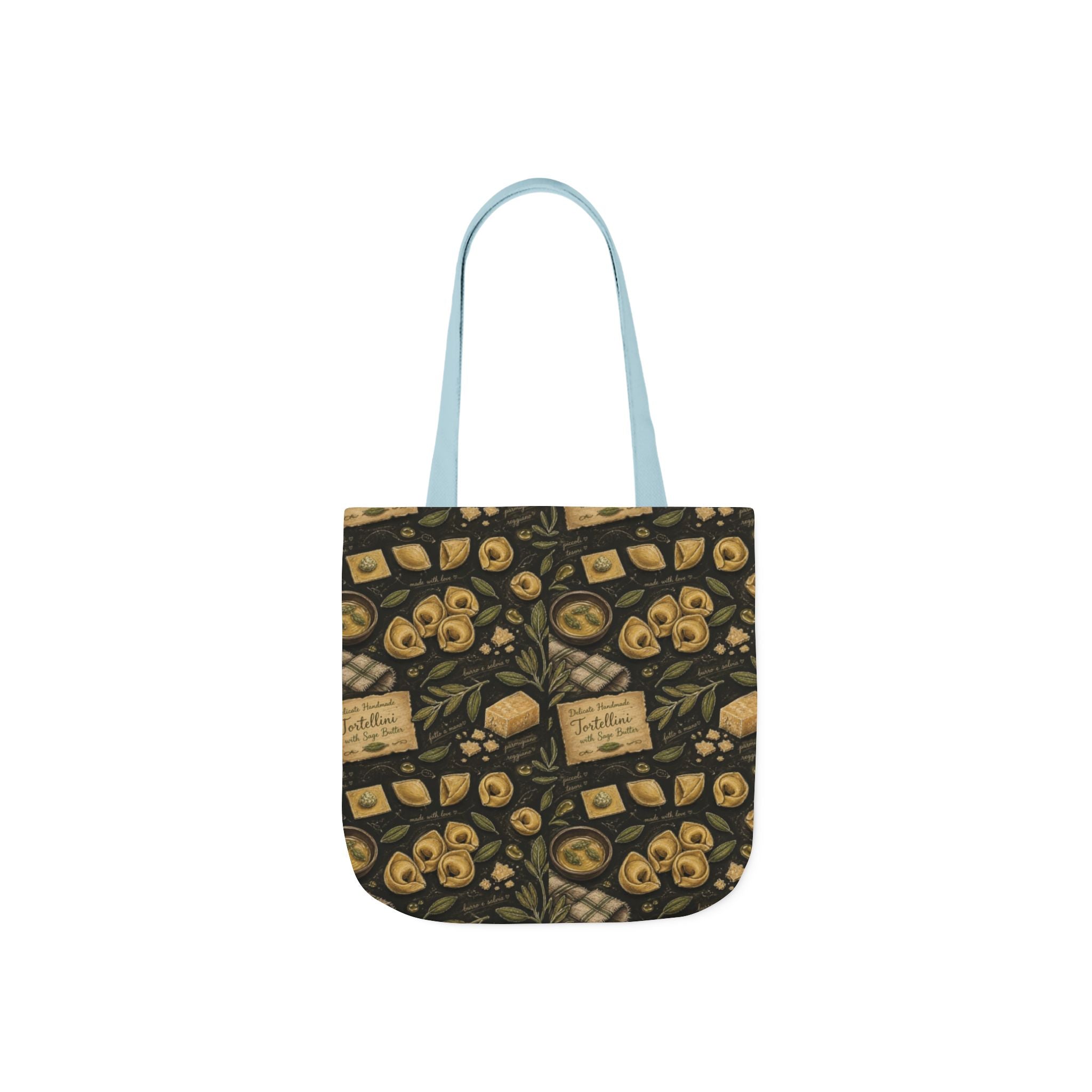 Tortellini with Sage Canvas Tote Bag Mediterranean Kitchen Chalk Art Design Italian Cottagecore Gift