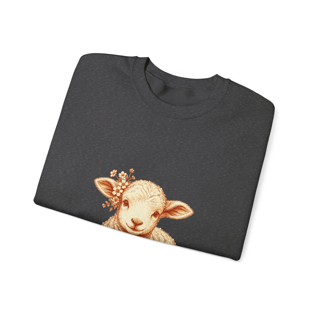 Matching Couple Sweatshirt - Lion & Lamb Matching Couple Comfort Colors Crew Hand-Drawn Art His Hers Anniversary Gift - Design B