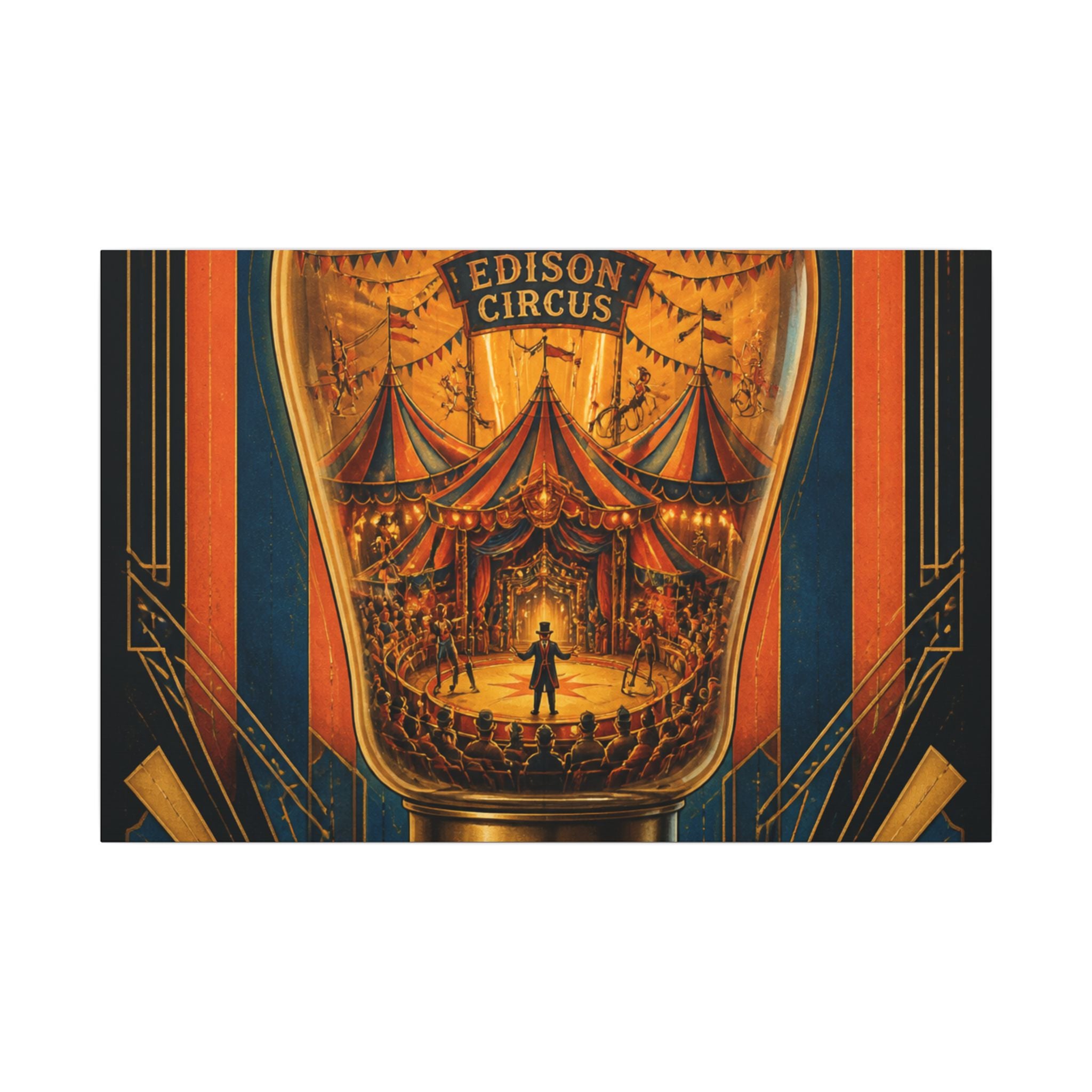 Light Bulb Circus Wall Art Canvas 16×20 Art Deco Entryway Decor Maximalist Print
