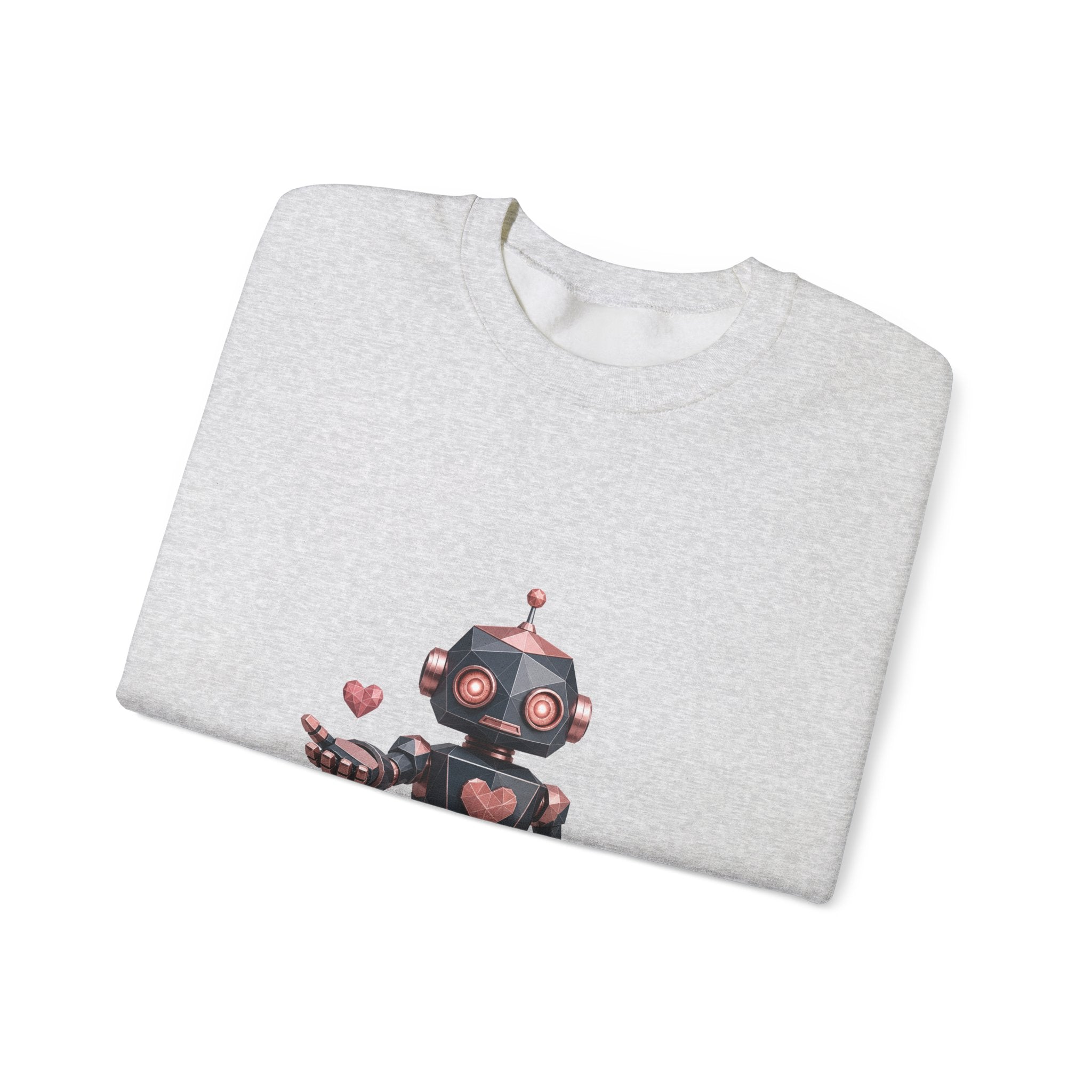 Matching Couple Sweatshirt - Robot & Heart Matching Couple Premium Fleece Sweatshirt Geometric Art His Hers Love Gift - Design A
