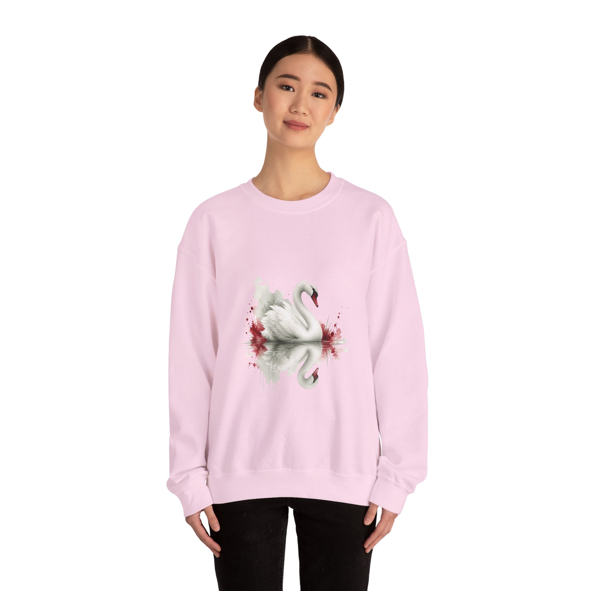 Matching Couple Sweatshirt - Raven & Swan Matching Couple Comfort Colors Crew Watercolor Art His Hers Birthday Gift - Design B