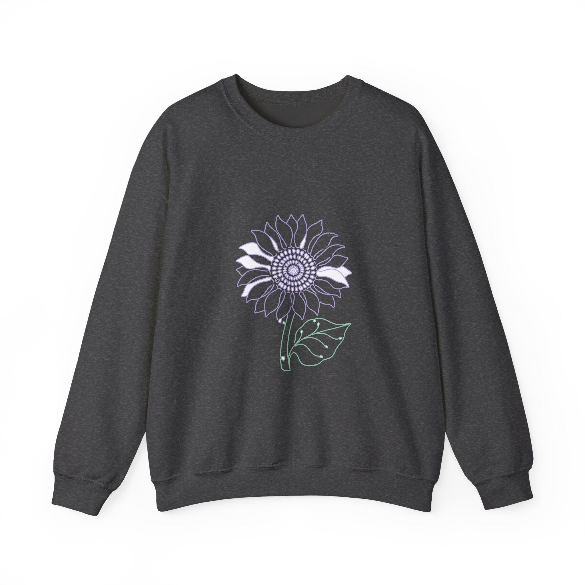 Matching Couple Sweatshirt - Sunflower & Moonflower Matching Couple Comfort Colors Crew Minimalist Art His Hers Christmas Gift - Design A