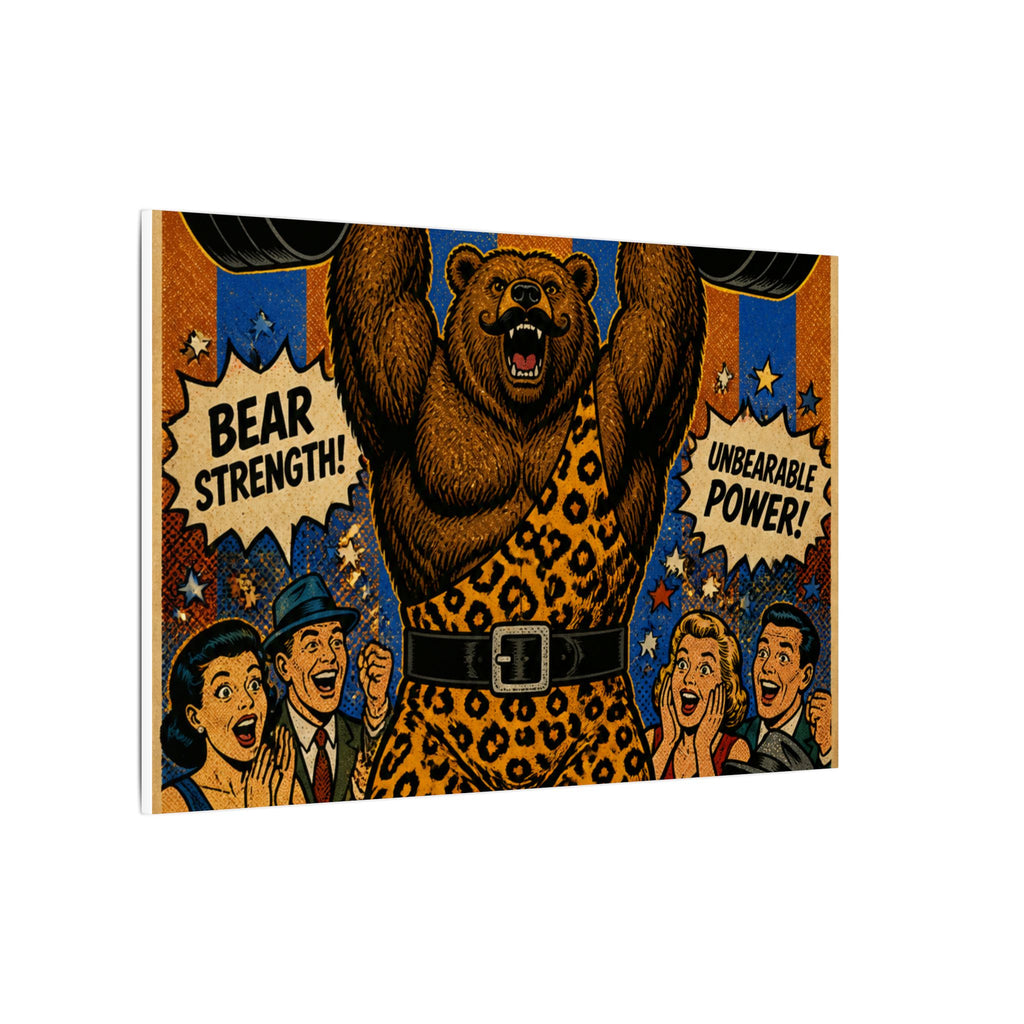 Strongman Bear Wall Art Canvas 16×20 Pop Art Living Room Decor Maximalist Print