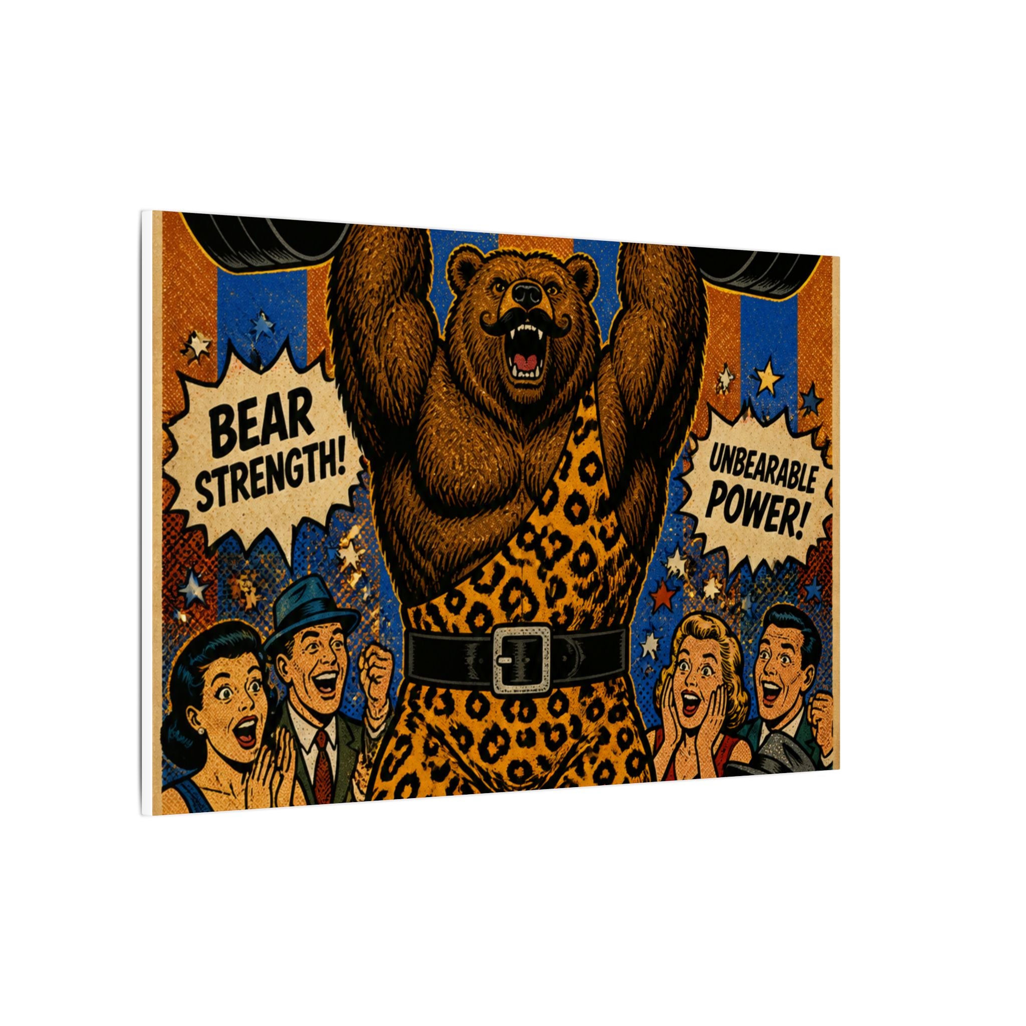 Strongman Bear Wall Art Canvas 16×20 Pop Art Living Room Decor Maximalist Print