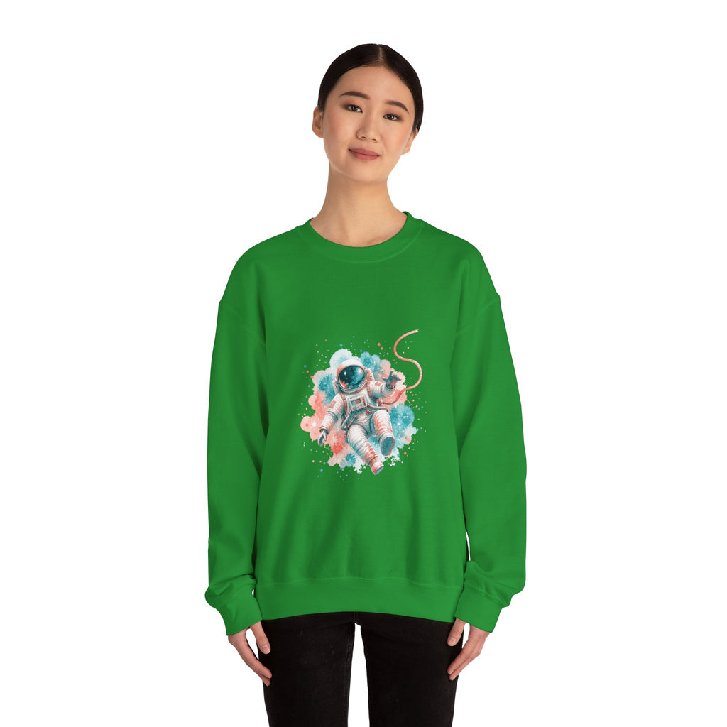 Matching Couple Sweatshirt - Astronaut & Planet Matching Couple Premium Fleece Sweatshirt Watercolor Art His Hers Birthday Gift - Design A