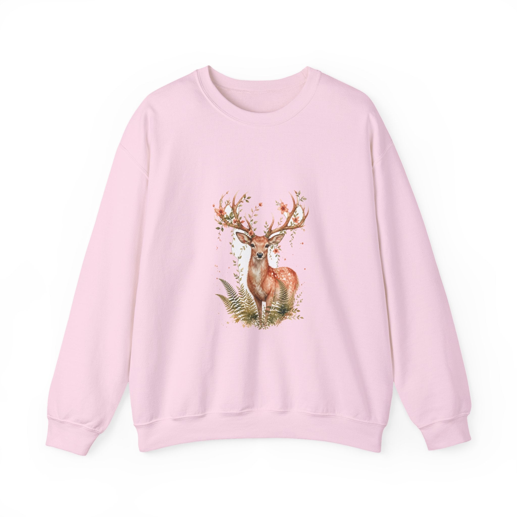 Matching Couple Sweatshirt - Bear & Deer Matching Couple Crewneck Sweatshirt Watercolor Art His Hers Engagement Gift - Design B