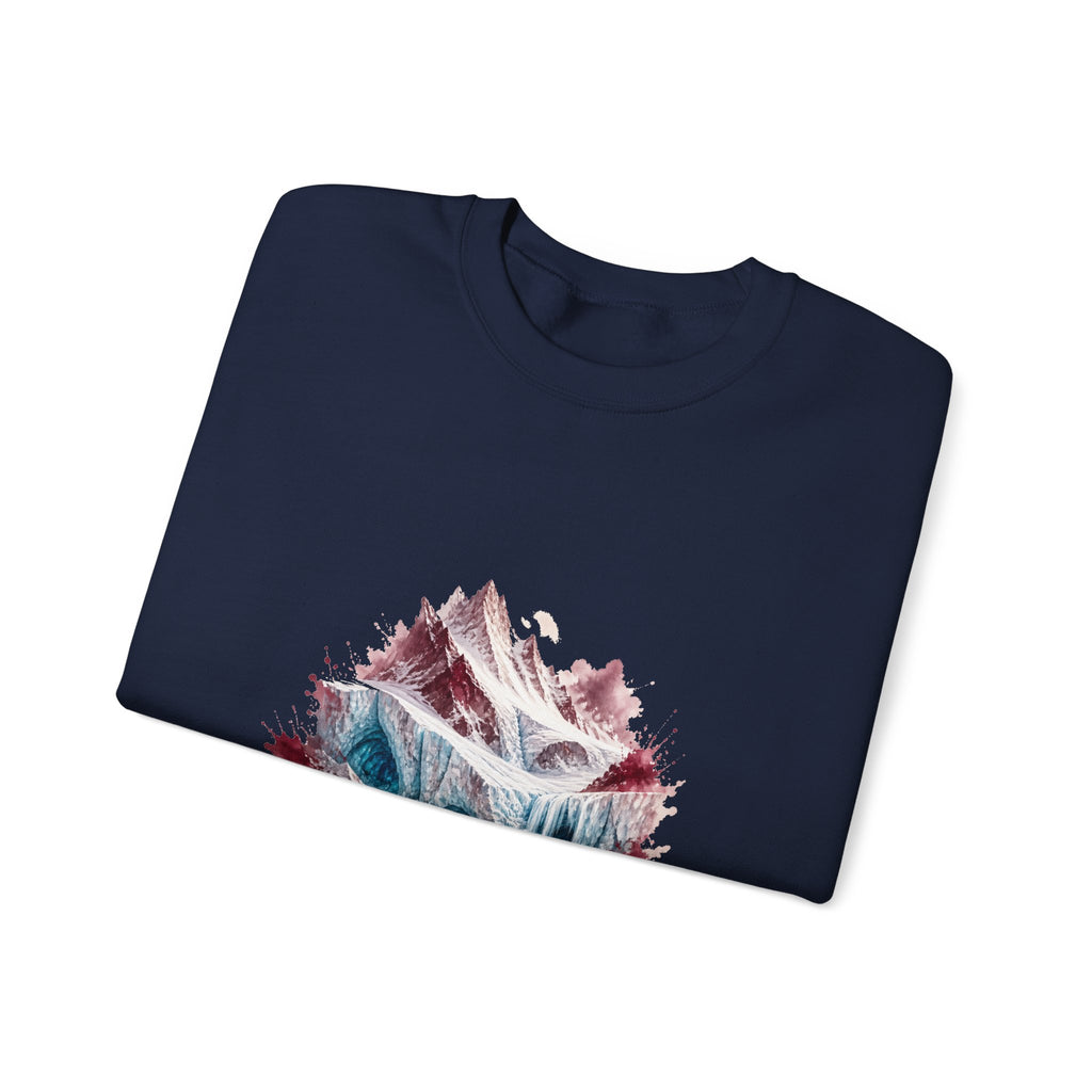 Matching Couple Sweatshirt - Volcano & Glacier Matching Couple Comfort Colors Crew Watercolor Art His Hers Birthday Gift - Design B