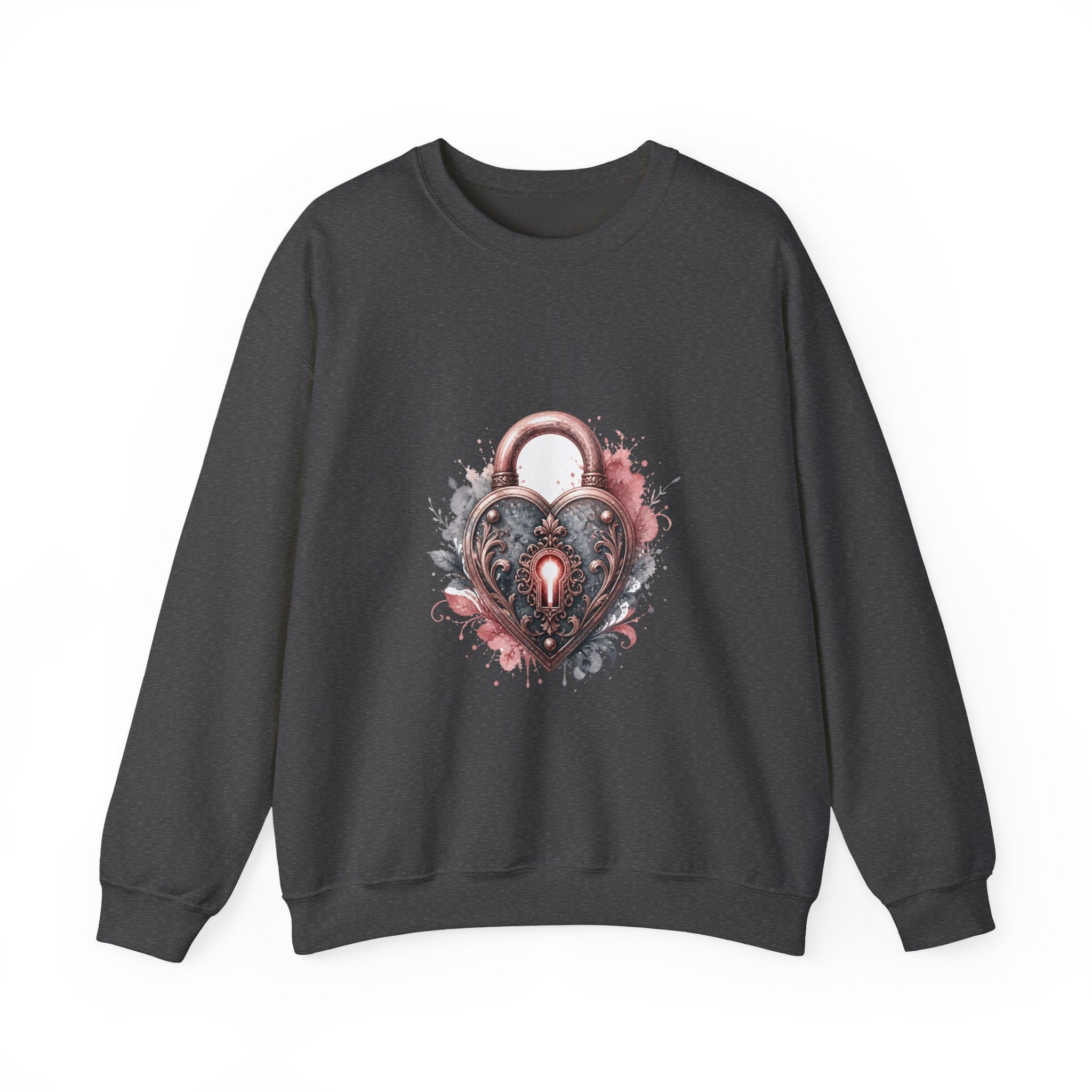 Matching Couple Sweatshirt - Key & Lock Matching Couple Comfort Colors Crew Watercolor Art His Hers Birthday Gift - Design B