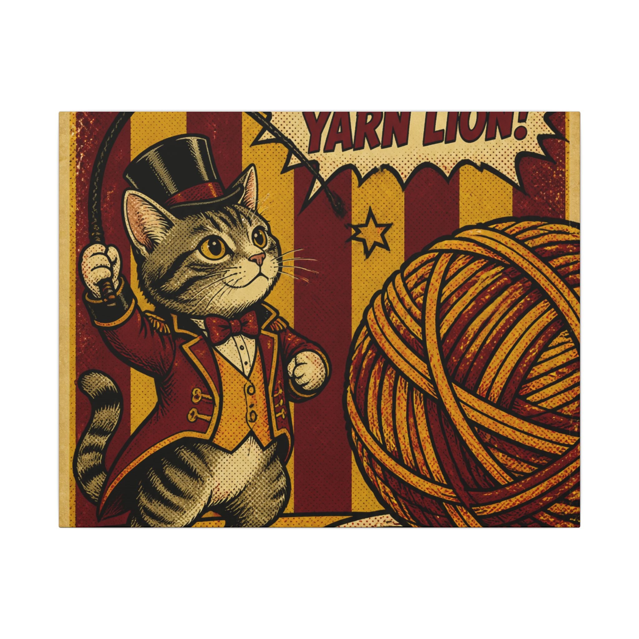 Cat Lion Tamer Wall Art Canvas 24×36 Pop Art Restaurant Decor Maximalist Print