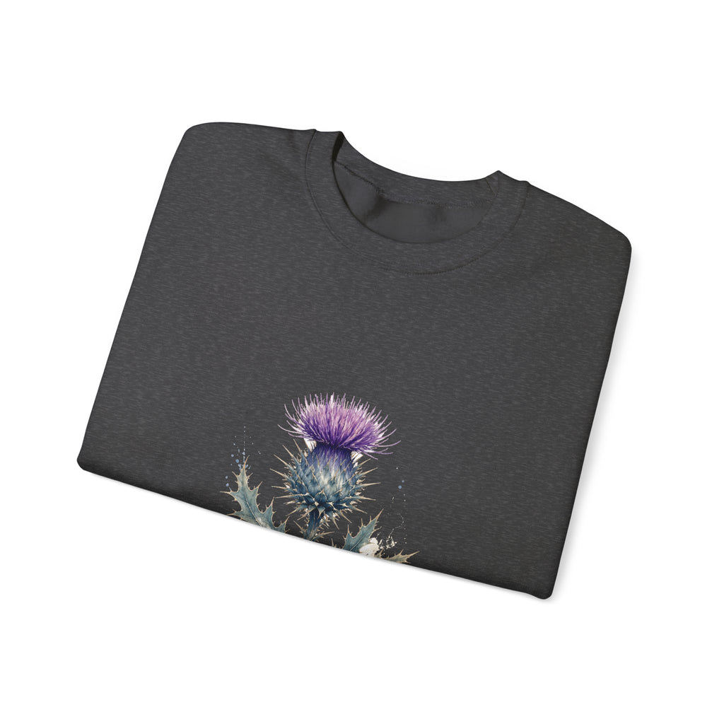 Matching Couple Sweatshirt - Lavender & Thistle Matching Couple Premium Fleece Sweatshirt Watercolor Art His Hers Birthday Gift - Design B