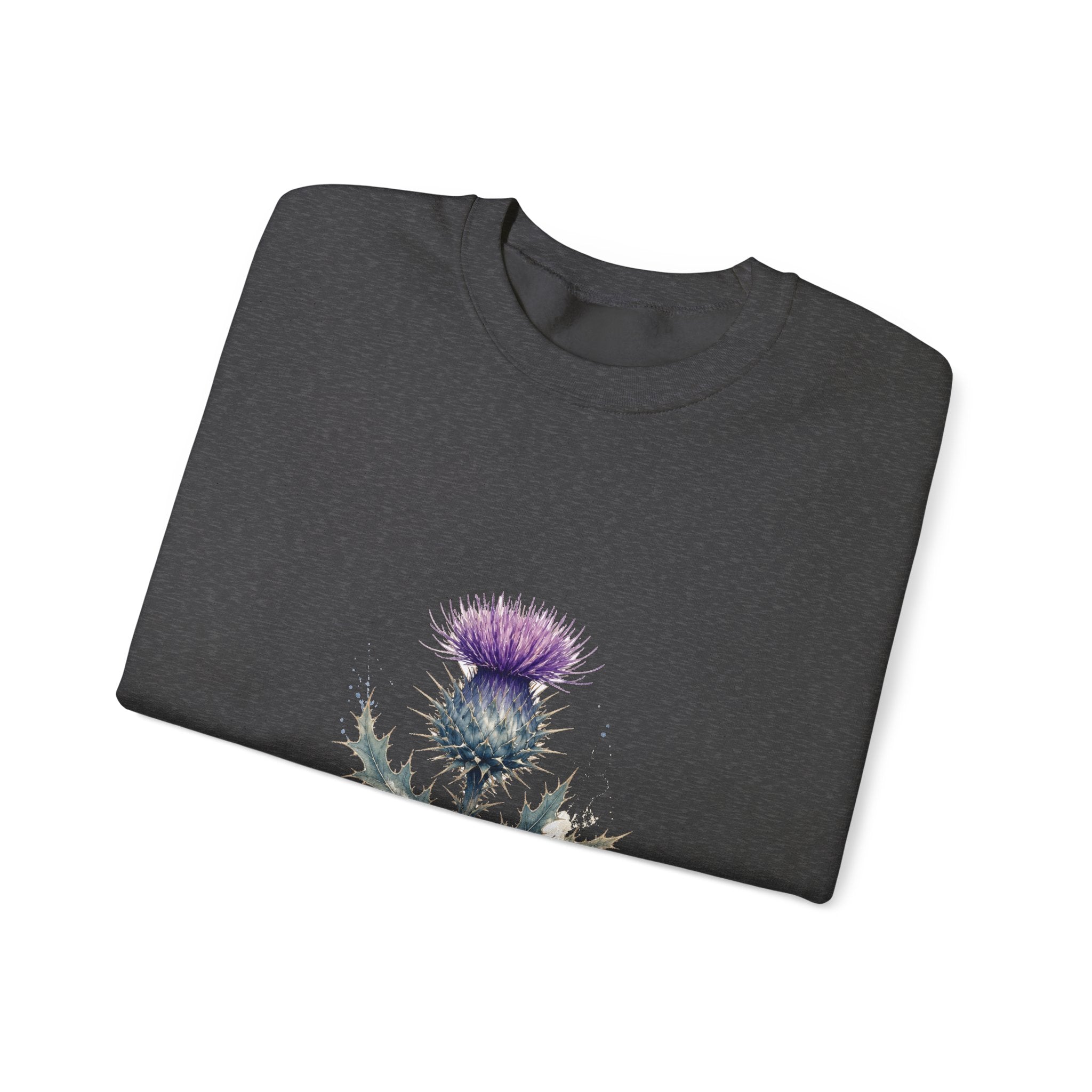 Matching Couple Sweatshirt - Lavender & Thistle Matching Couple Premium Fleece Sweatshirt Watercolor Art His Hers Birthday Gift - Design B