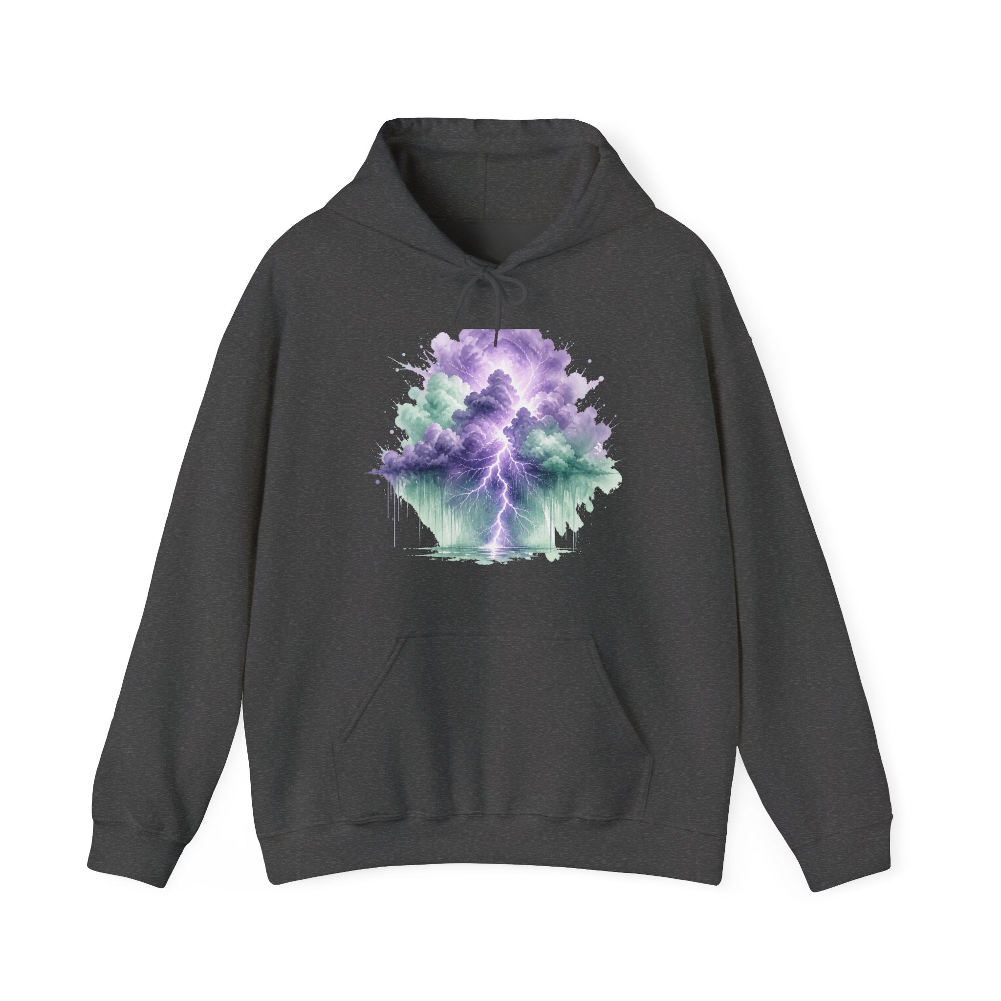 Matching Couple Sweatshirt - Storm & Rainbow Matching Couple Hooded Sweatshirt Watercolor Art His Hers Engagement Gift - Design A