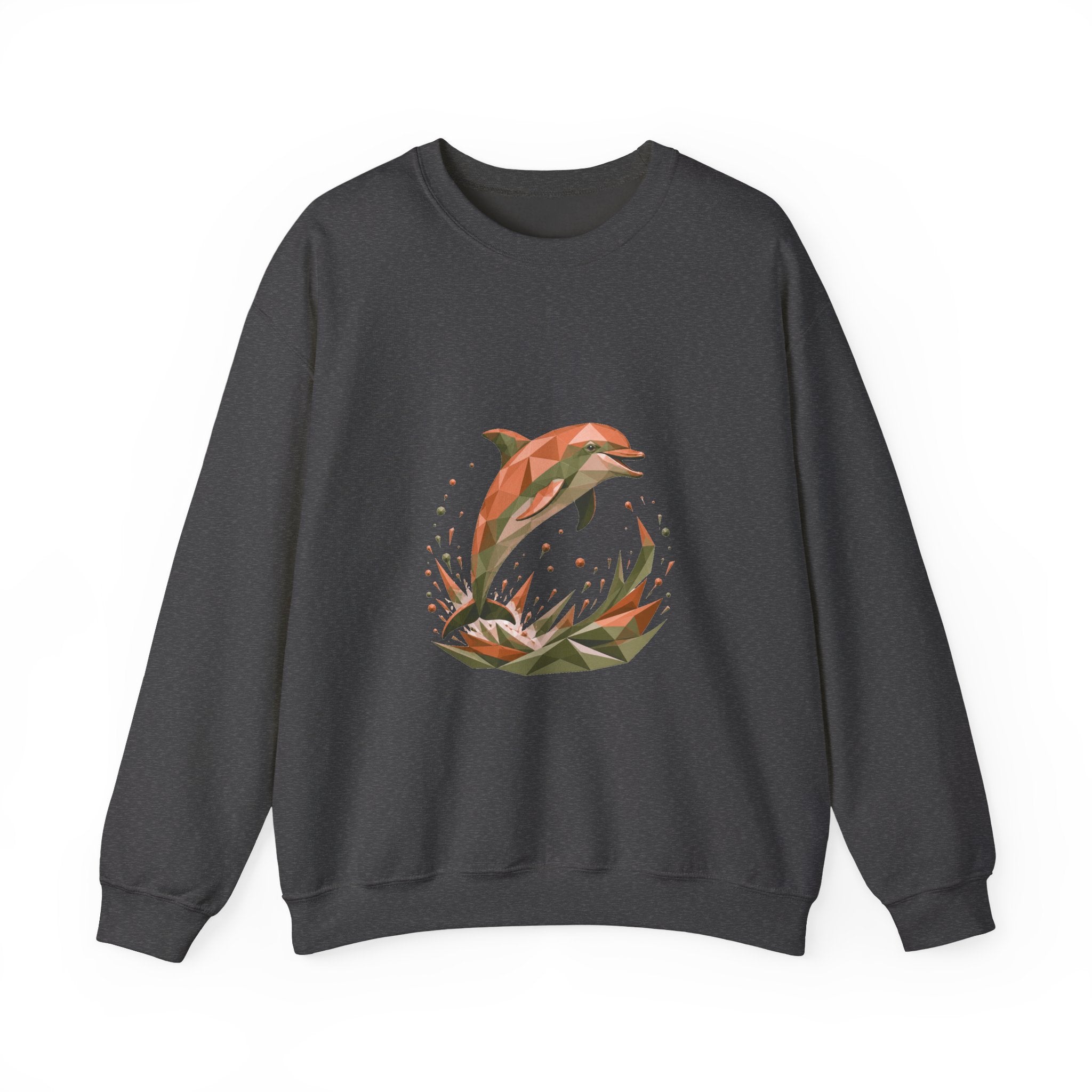 Matching Couple Sweatshirt - Shark & Dolphin Matching Couple Crewneck Sweatshirt Geometric Art His Hers Couple Gift - Design B