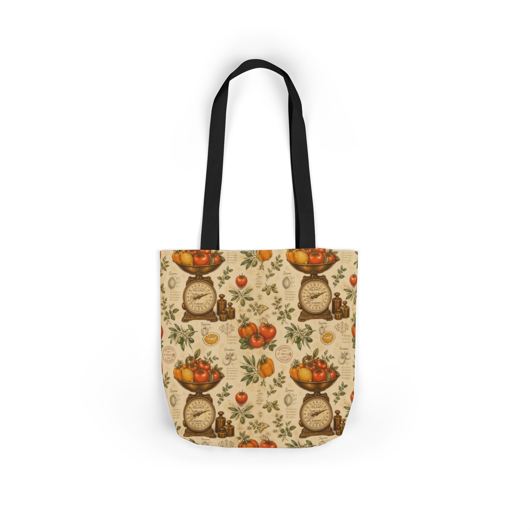 Vintage Kitchen Scale Canvas Tote Bag Mediterranean Kitchen Botanical Design Italian Cottagecore Gift