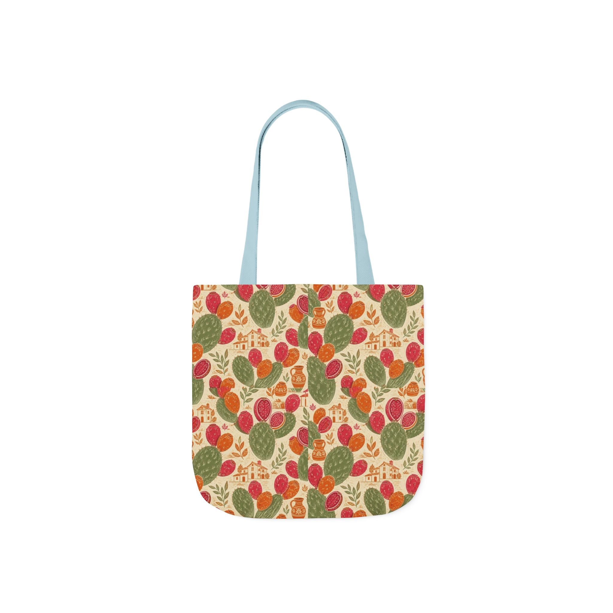 Prickly Pear Cactus Fruit Canvas Tote Bag Mediterranean Kitchen Linocut Design Italian Cottagecore Gift