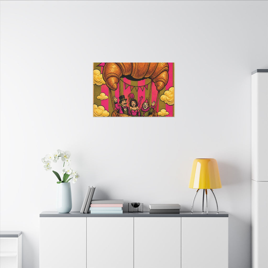 Croissant Hot Air Balloon Wall Art Canvas 24×36 Pop Art Restaurant Decor Maximalist Print