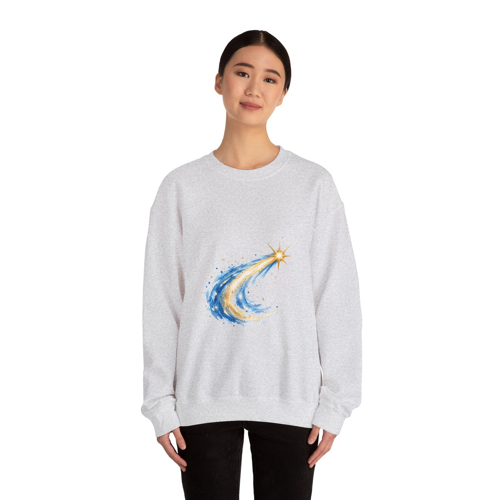 Matching Couple Sweatshirt - Shooting Star & North Star Matching Couple Premium Fleece Sweatshirt Watercolor Art His Hers Birthday Gift - Design A