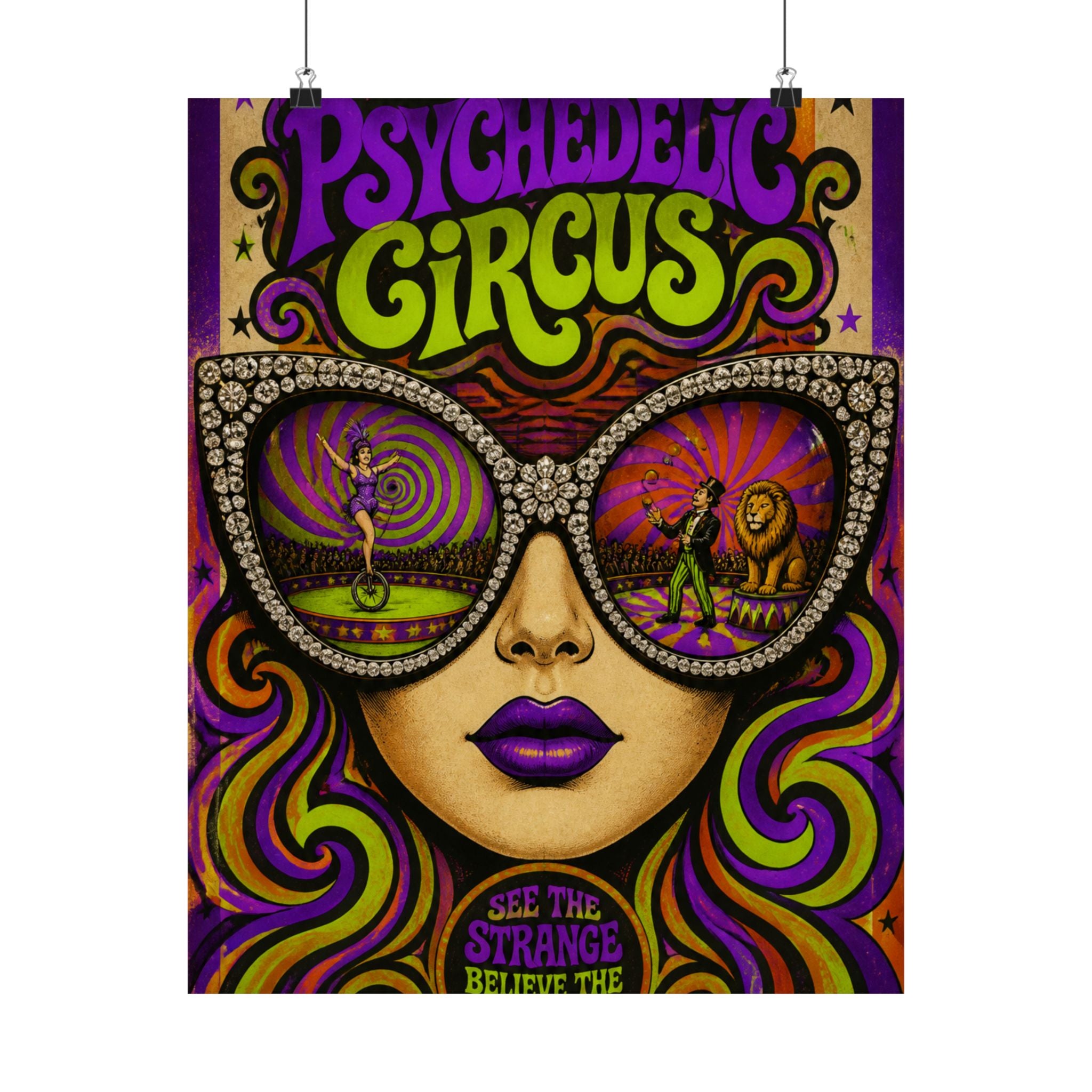 Sunglasses Circus Ring Wall Art Poster 24×36 Psychedelic Dining Room Decor Maximalist Print