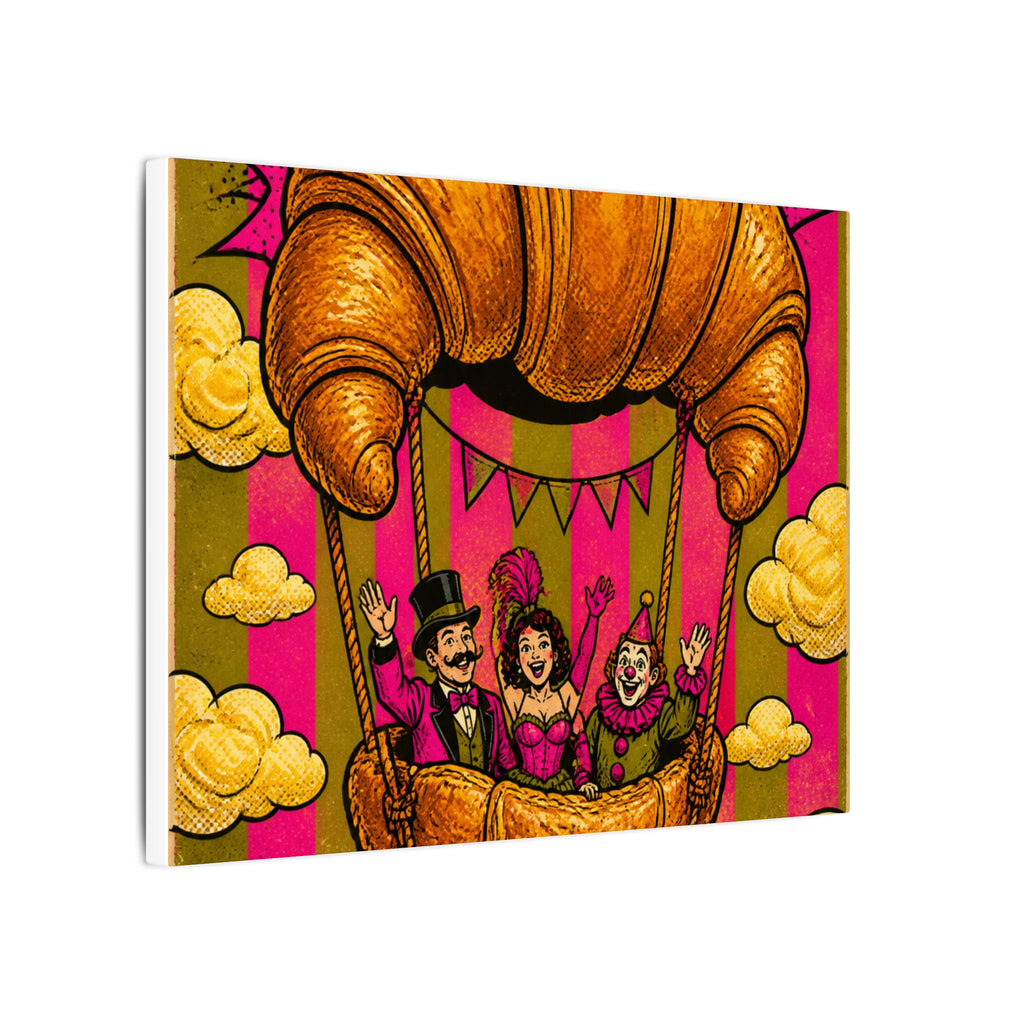 Croissant Hot Air Balloon Wall Art Canvas 24×36 Pop Art Restaurant Decor Maximalist Print