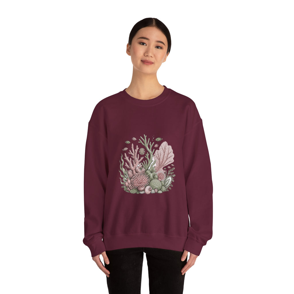 Matching Couple Sweatshirt - Coral Reef & Deep Sea Matching Couple Crewneck Sweatshirt Hand-Drawn Art His Hers Best Friend Gift - Design A