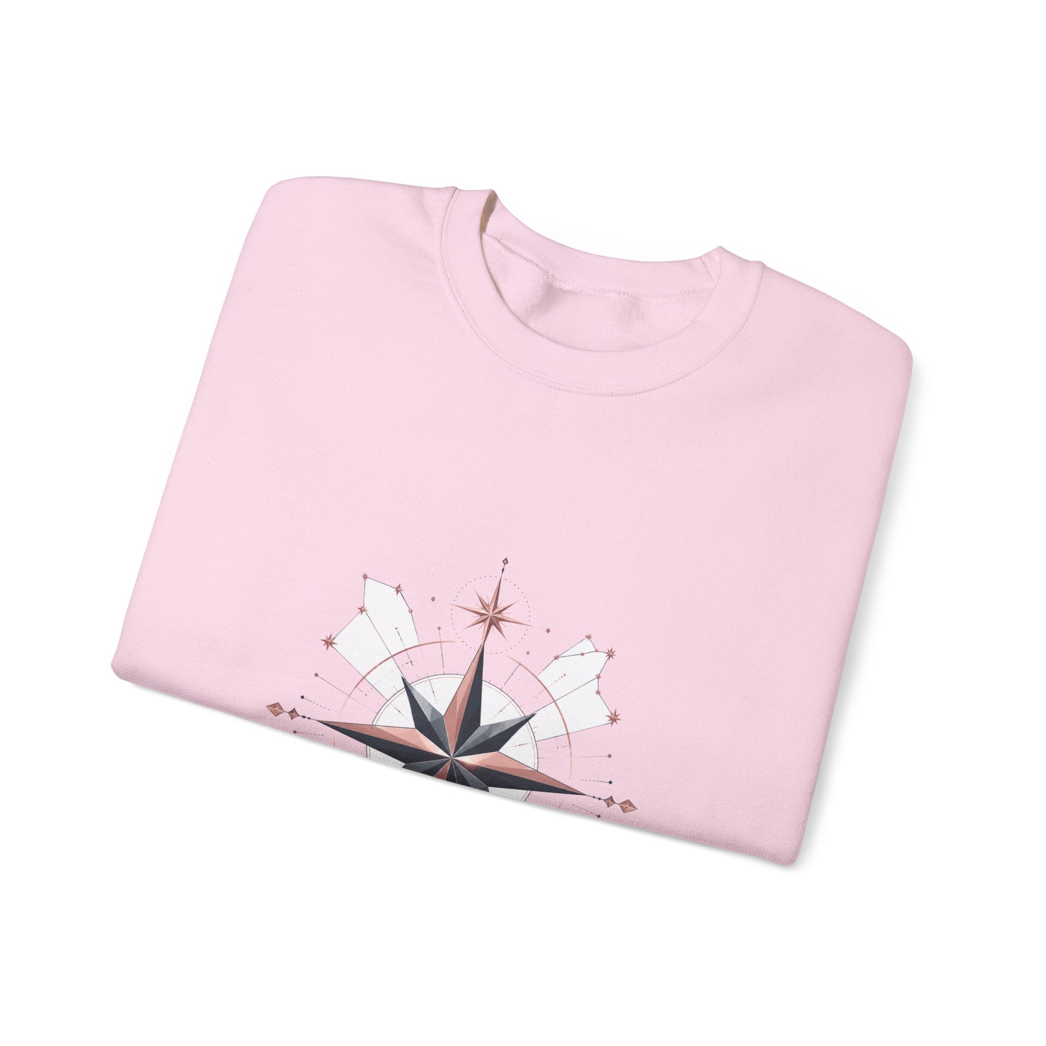 Matching Couple Sweatshirt - Shooting Star & North Star Matching Couple Crewneck Sweatshirt Geometric Art His Hers Couple Gift - Design B
