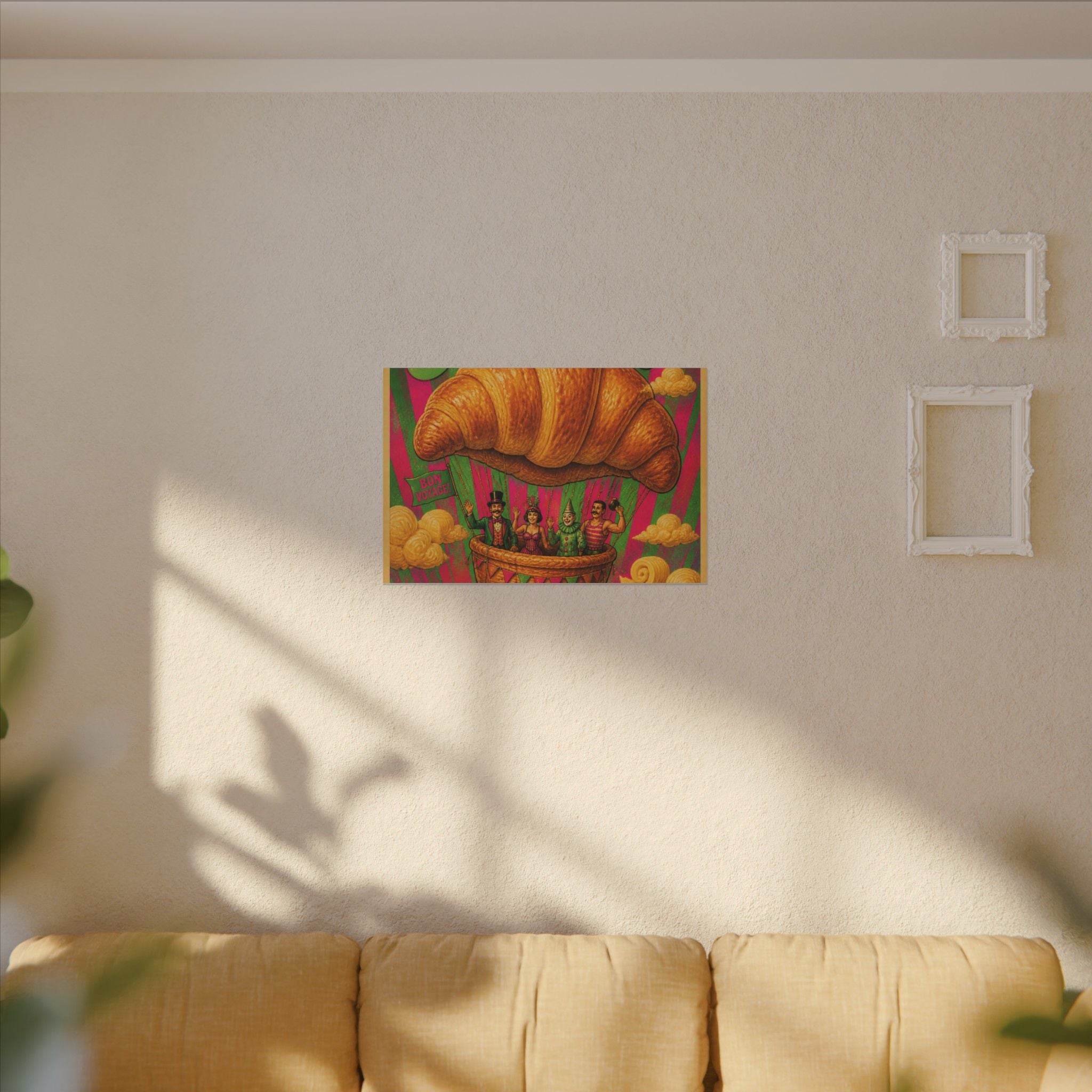 Croissant Hot Air Balloon Wall Art Canvas 16×20 Psychedelic Cafe Decor Maximalist Print