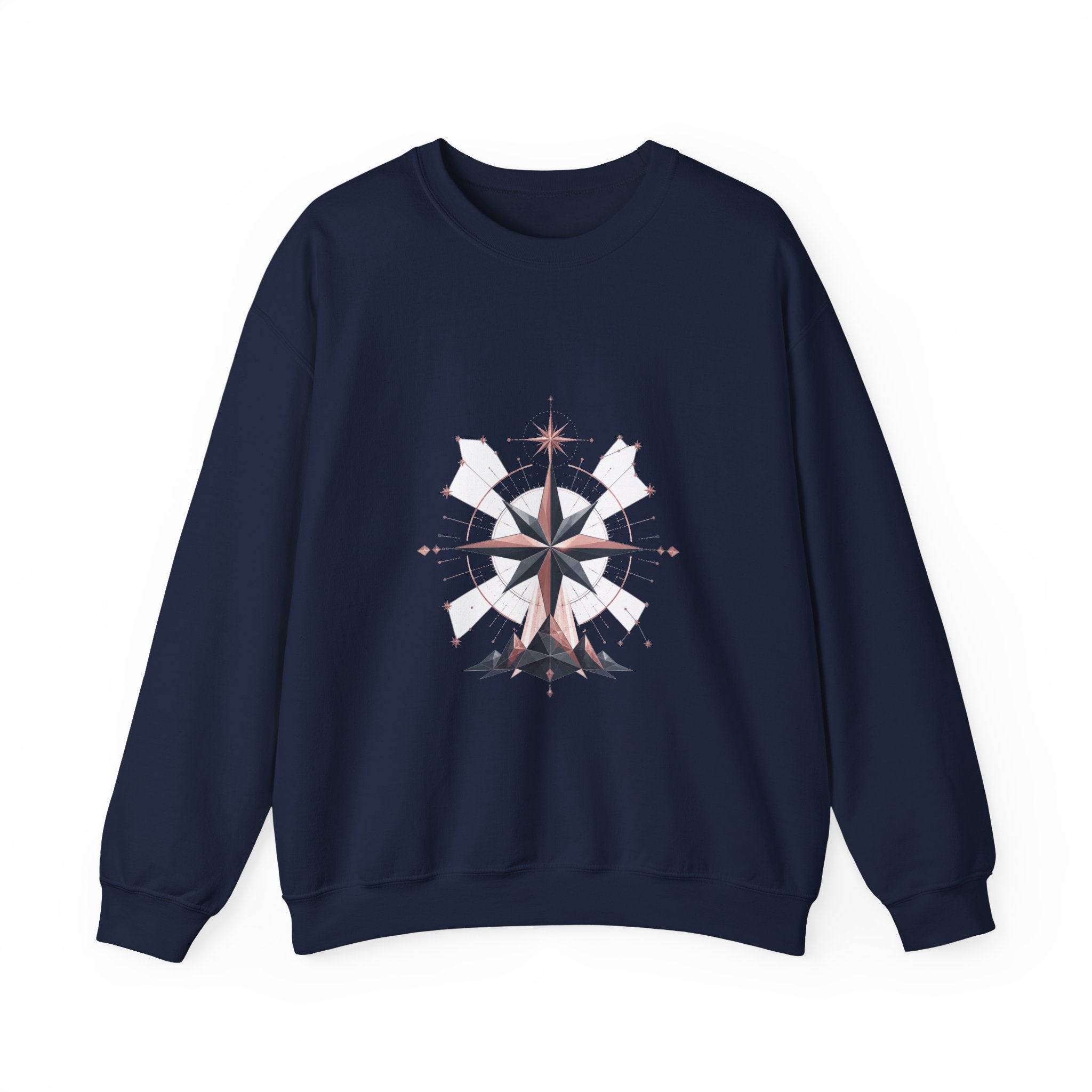 Matching Couple Sweatshirt - Shooting Star & North Star Matching Couple Crewneck Sweatshirt Geometric Art His Hers Couple Gift - Design B
