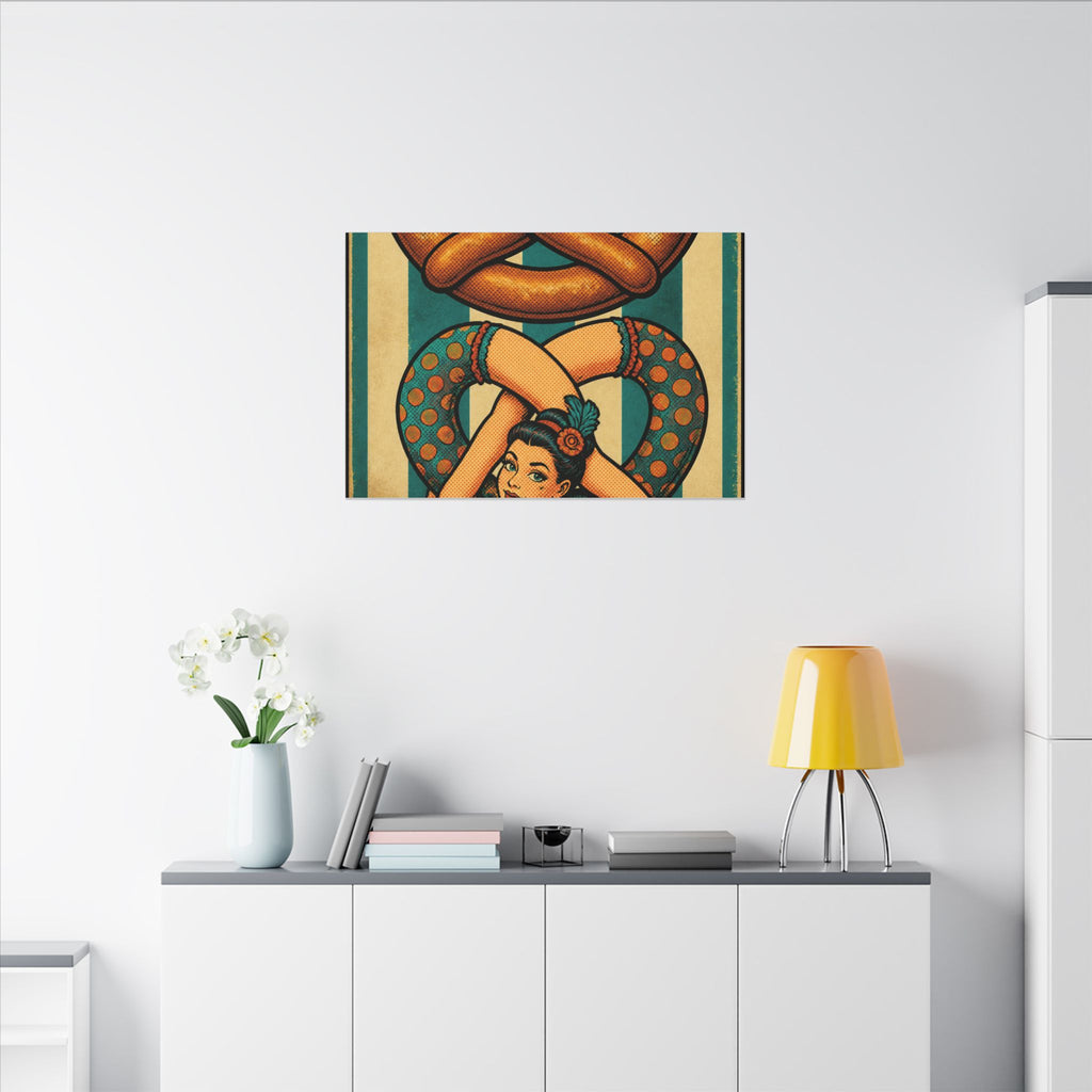 Pretzel Contortionist Wall Art Canvas 24×36 Pop Art Restaurant Decor Maximalist Print