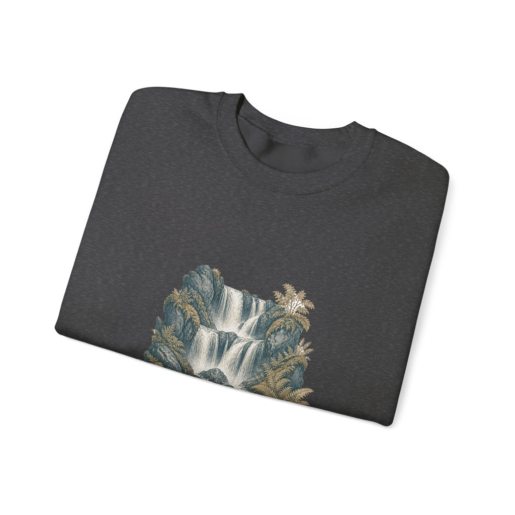 Matching Couple Sweatshirt - Wildfire & Waterfall Matching Couple Crewneck Sweatshirt Vintage Art His Hers Wedding Gift - Design B