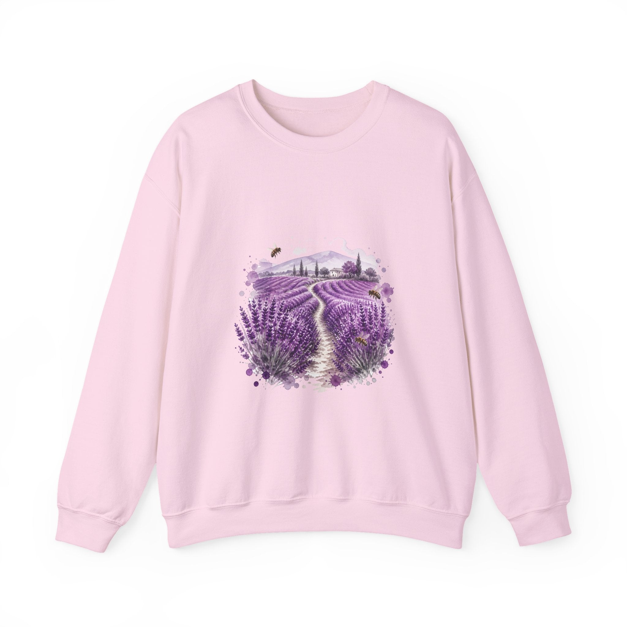 Matching Couple Sweatshirt - Lavender Fields & Canyon Matching Couple Crewneck Sweatshirt Watercolor Art His Hers Engagement Gift - Design A