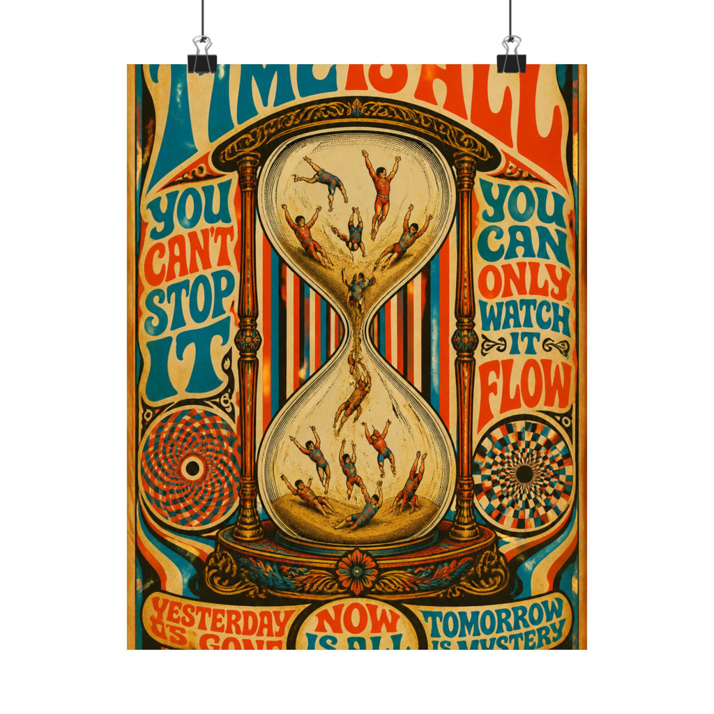 Hourglass Acrobats Wall Art Poster 18×24 Psychedelic Cafe Decor Maximalist Print