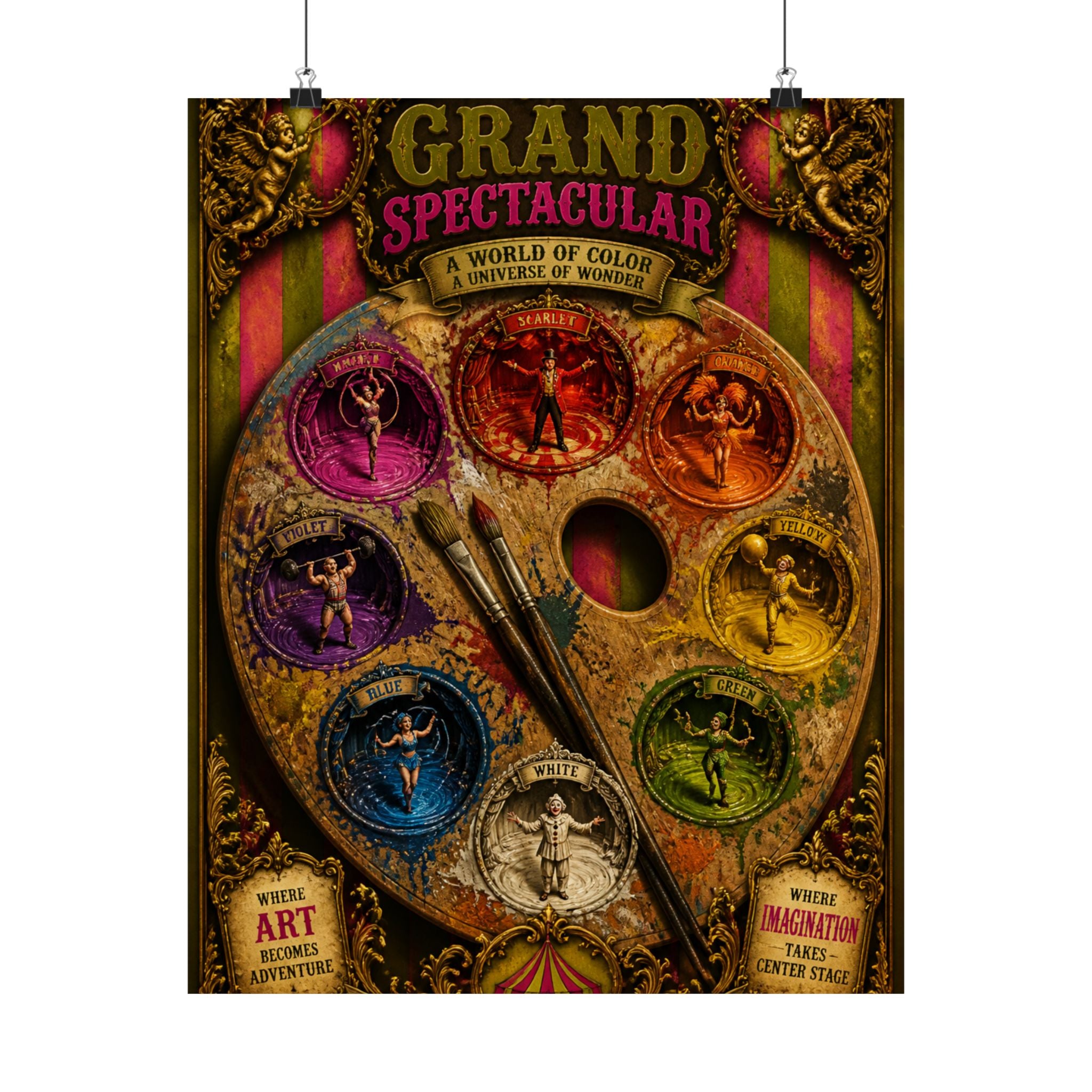 Paint Palette Stage Wall Art Poster 18×24 Baroque Home Office Decor Maximalist Print