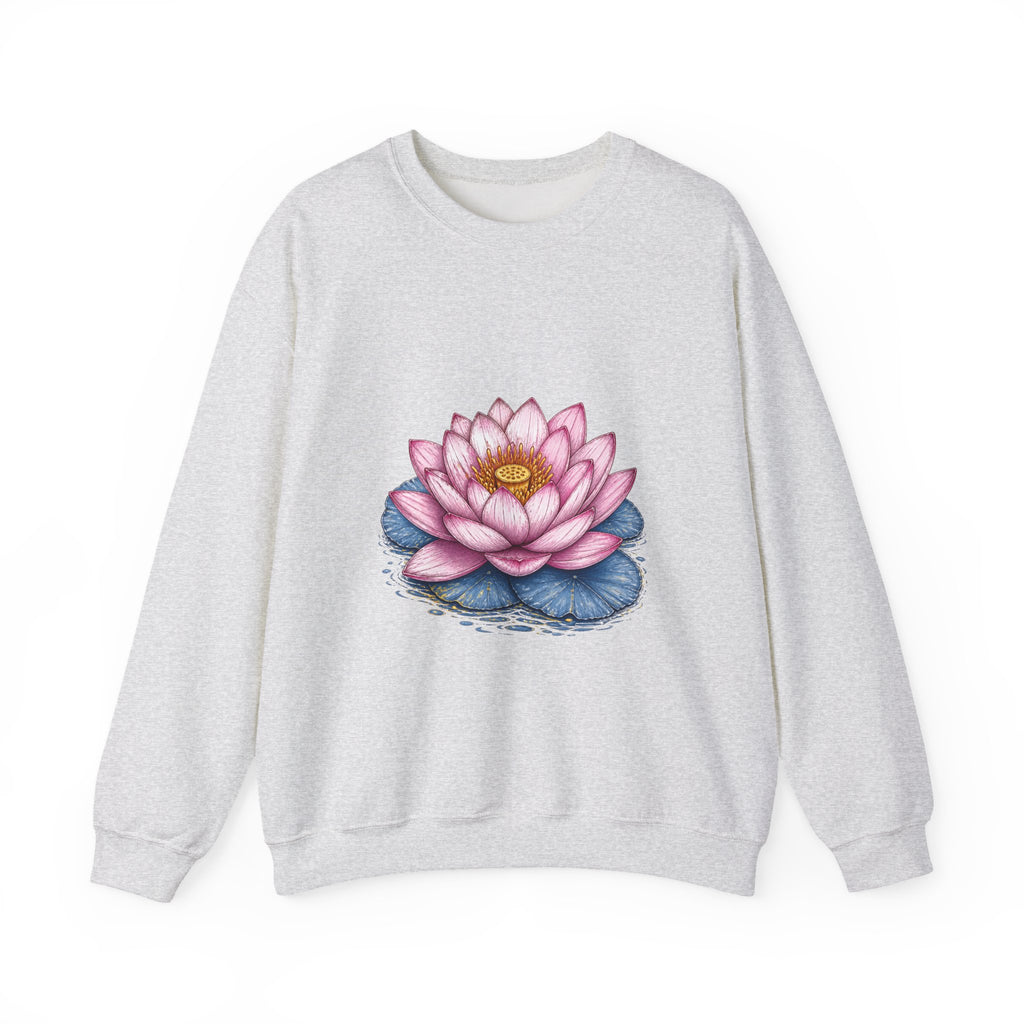Matching Couple Sweatshirt - Open & Closed Lotus Matching Couple Comfort Colors Crew Hand-Drawn Art His Hers Anniversary Gift - Design A