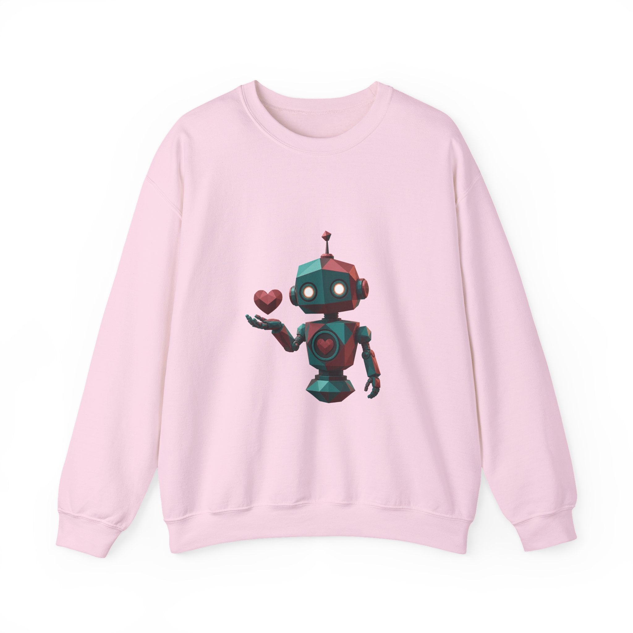 Matching Couple Sweatshirt - Robot & Heart Matching Couple Comfort Colors Crew Geometric Art His Hers Love Gift - Design A