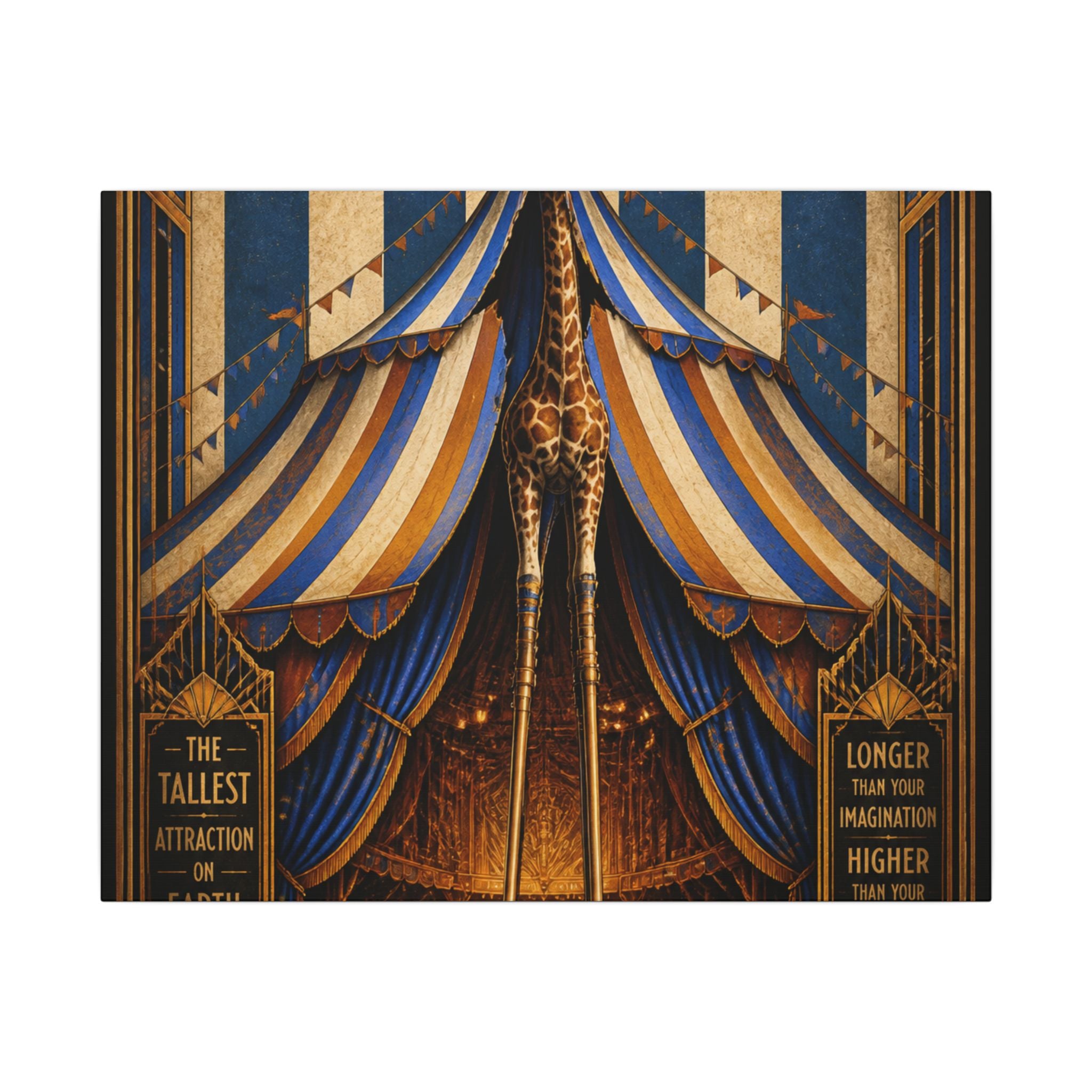 Giraffe on Stilts Wall Art Canvas 16×20 Art Deco Entryway Decor Maximalist Print