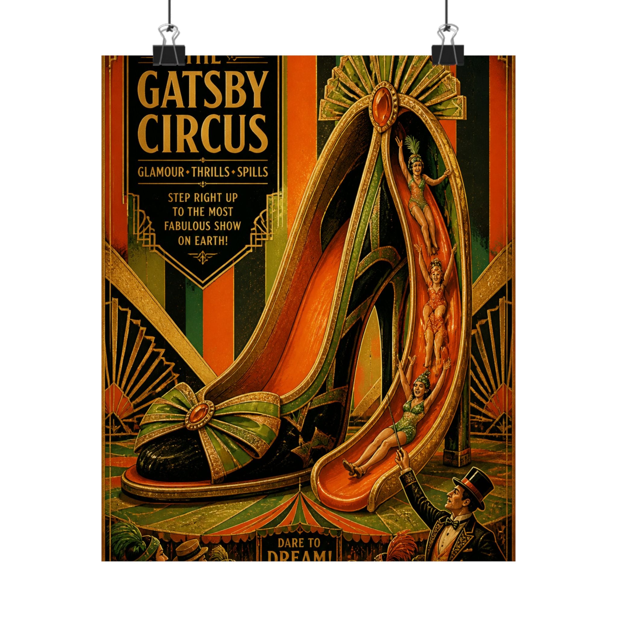 High Heel Slide Wall Art Poster 24×36 Art Deco Bar Area Decor Maximalist Print