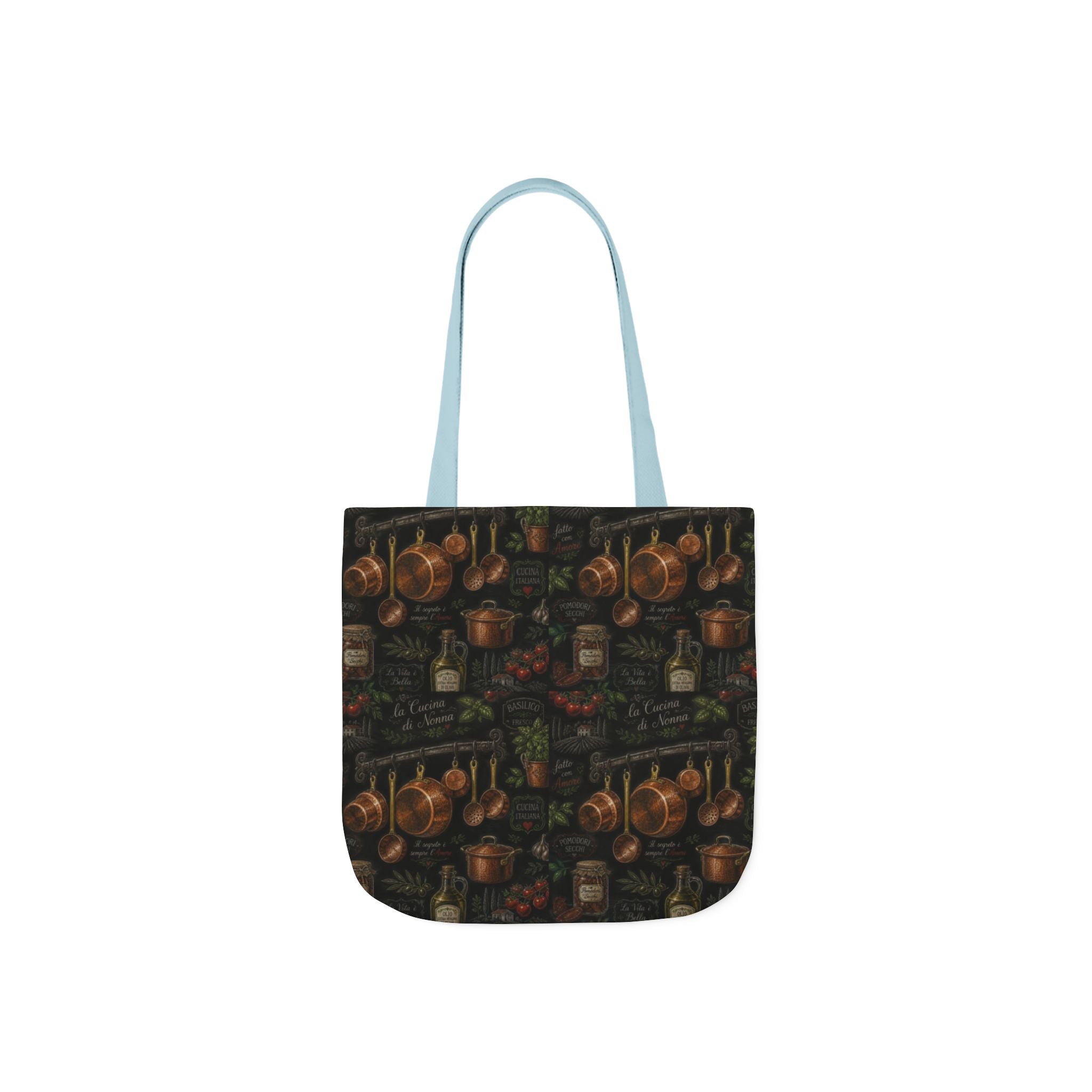 Copper Cookware Canvas Tote Bag Mediterranean Kitchen Chalk Art Design Italian Cottagecore Gift